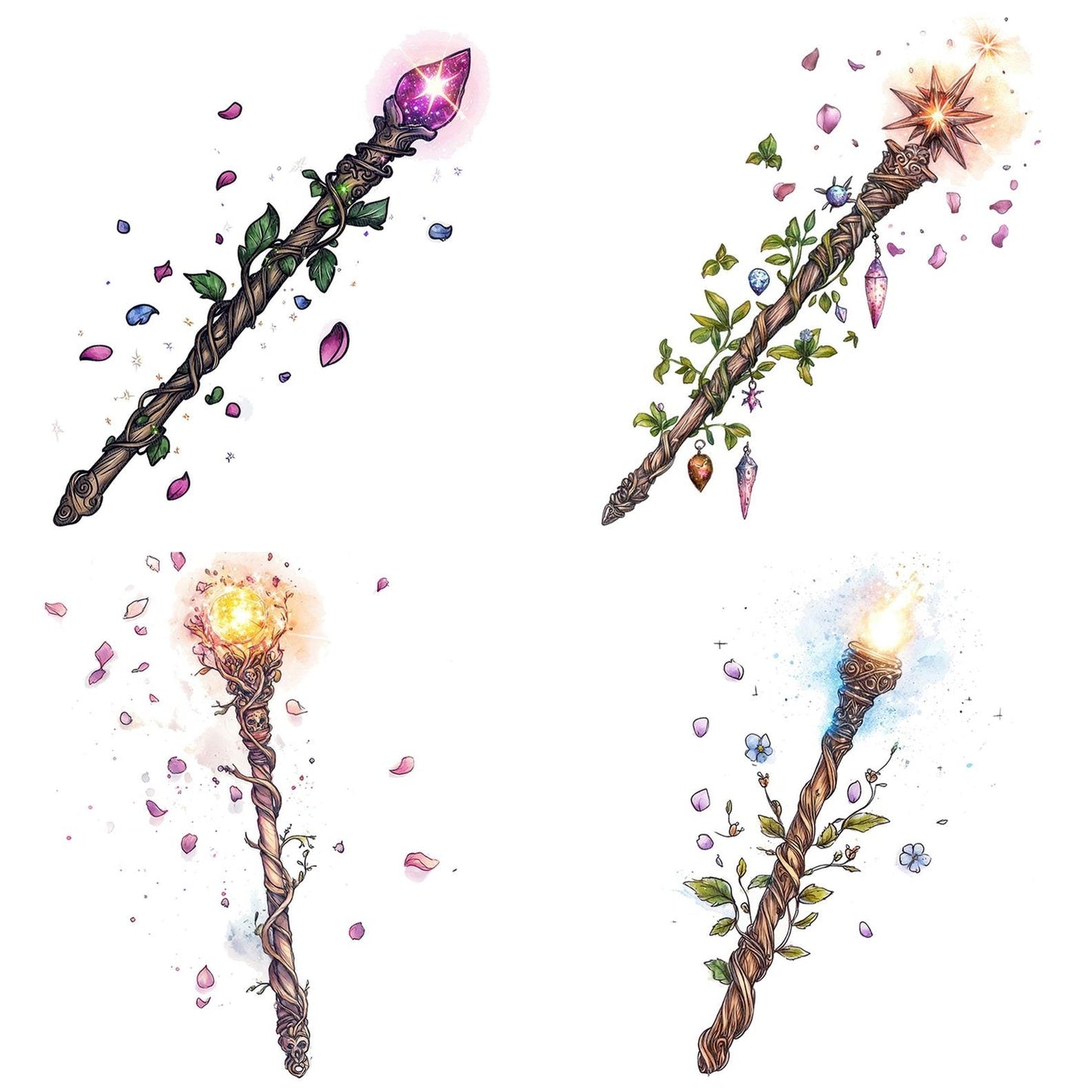 Floral Wrapped Magic Wand Clipart Set (DDD005449)