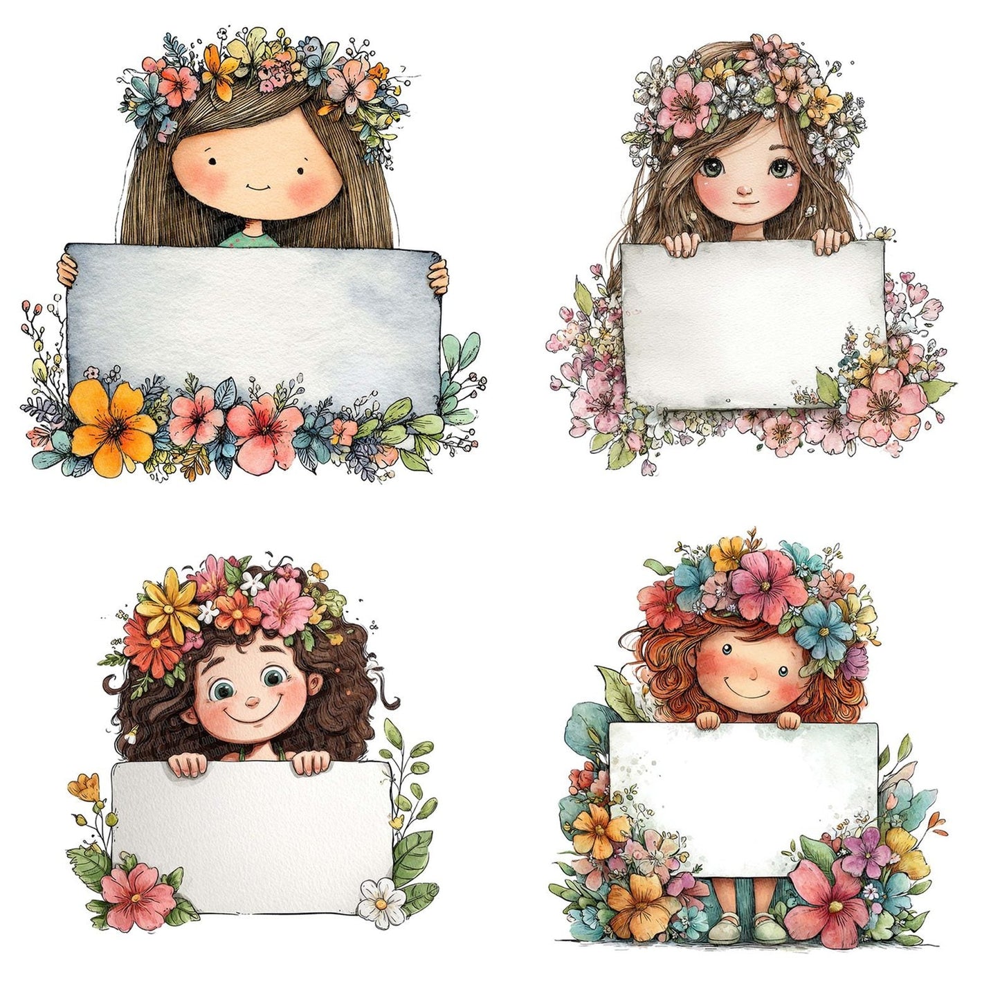 Flower Girl with Banner Clipart Set (DDD005453)