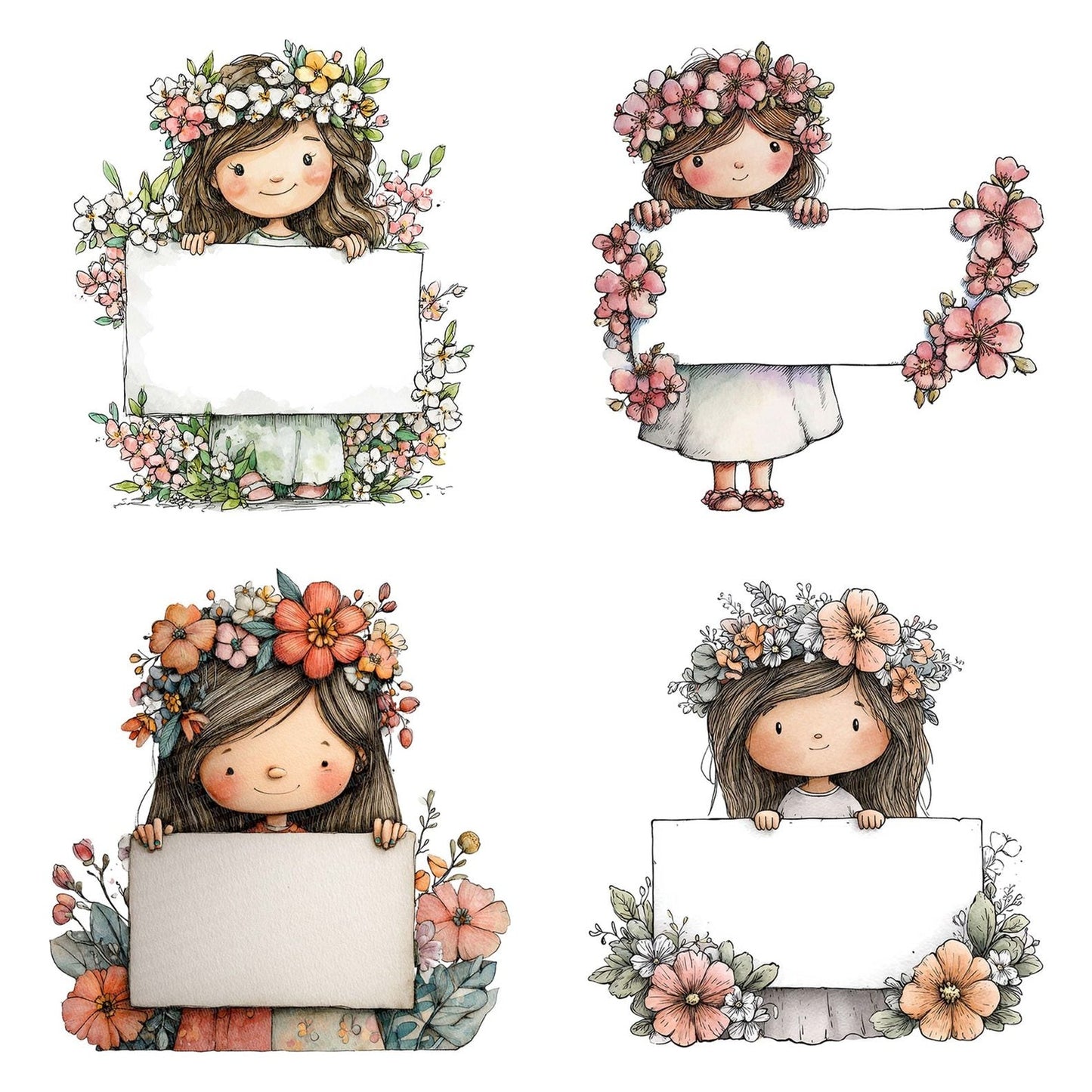 Flower Girl with Banner Clipart Set (DDD005453)