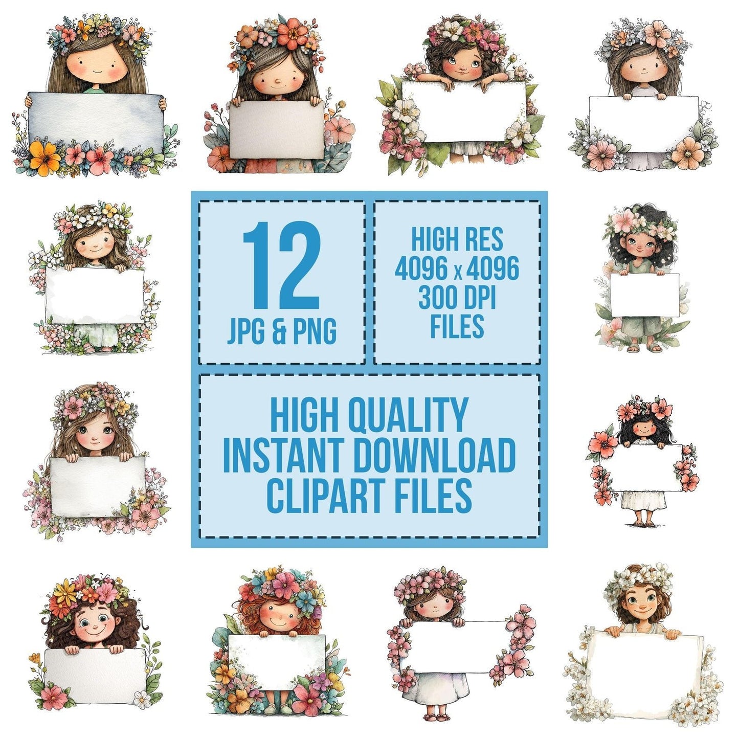 Flower Girl with Banner Clipart Set (DDD005453)