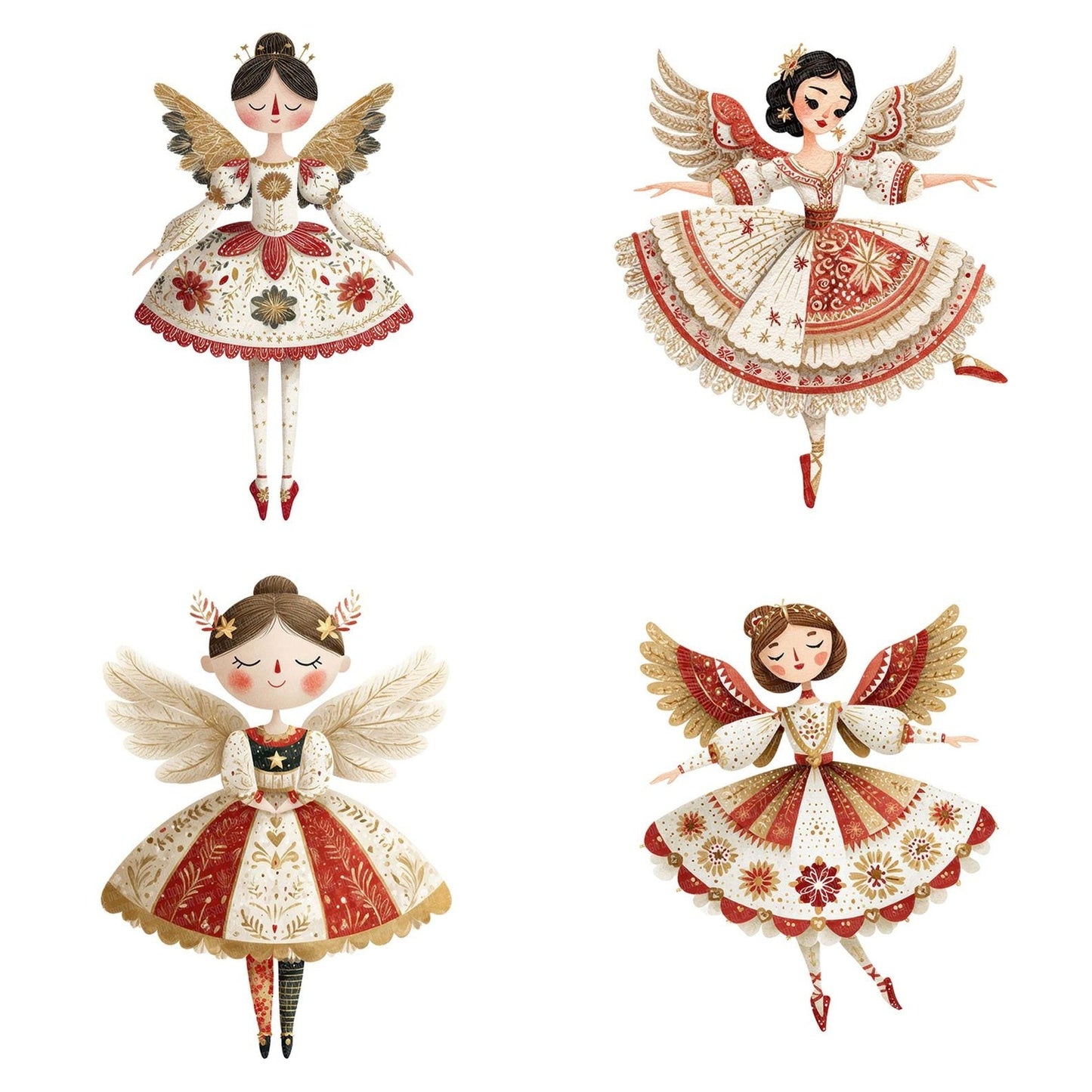 Folk Art Ballerina Angel Clipart Set (DDD005459)