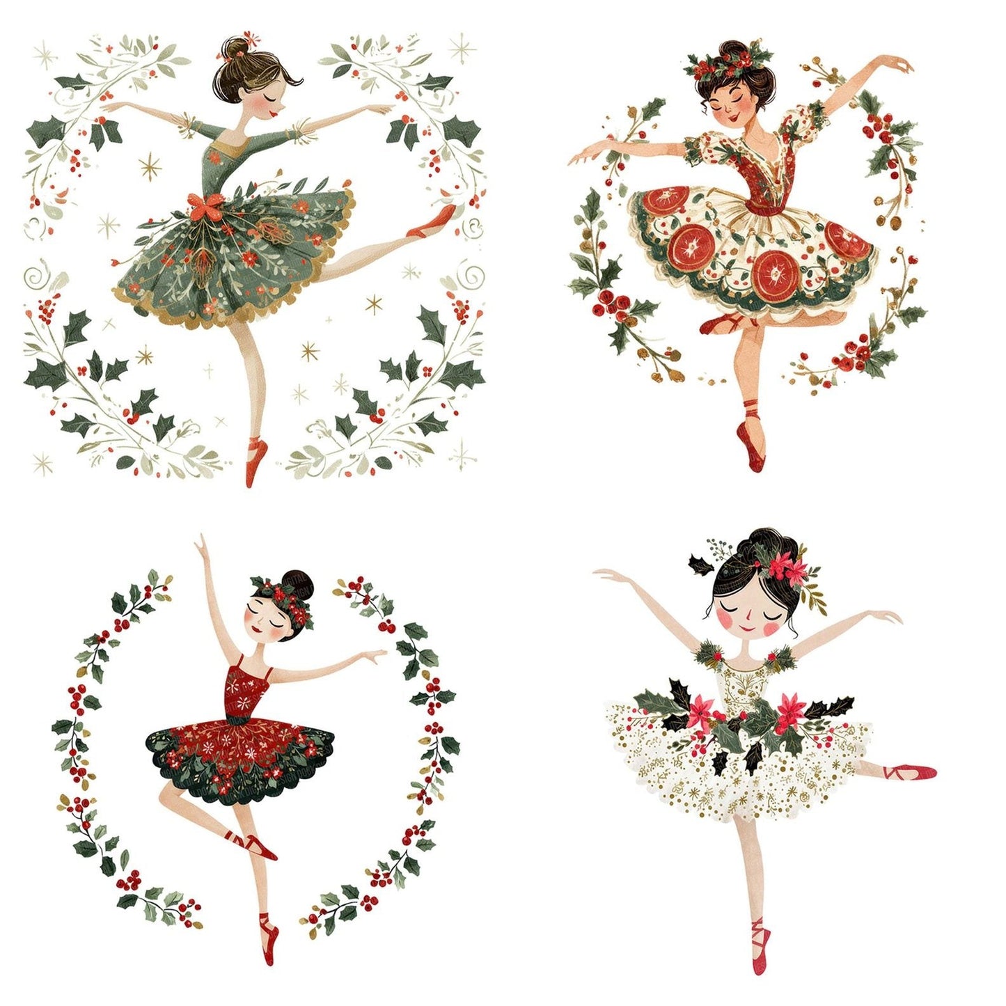 Folk Art Ballerina Garland Clipart Set (DDD005460)