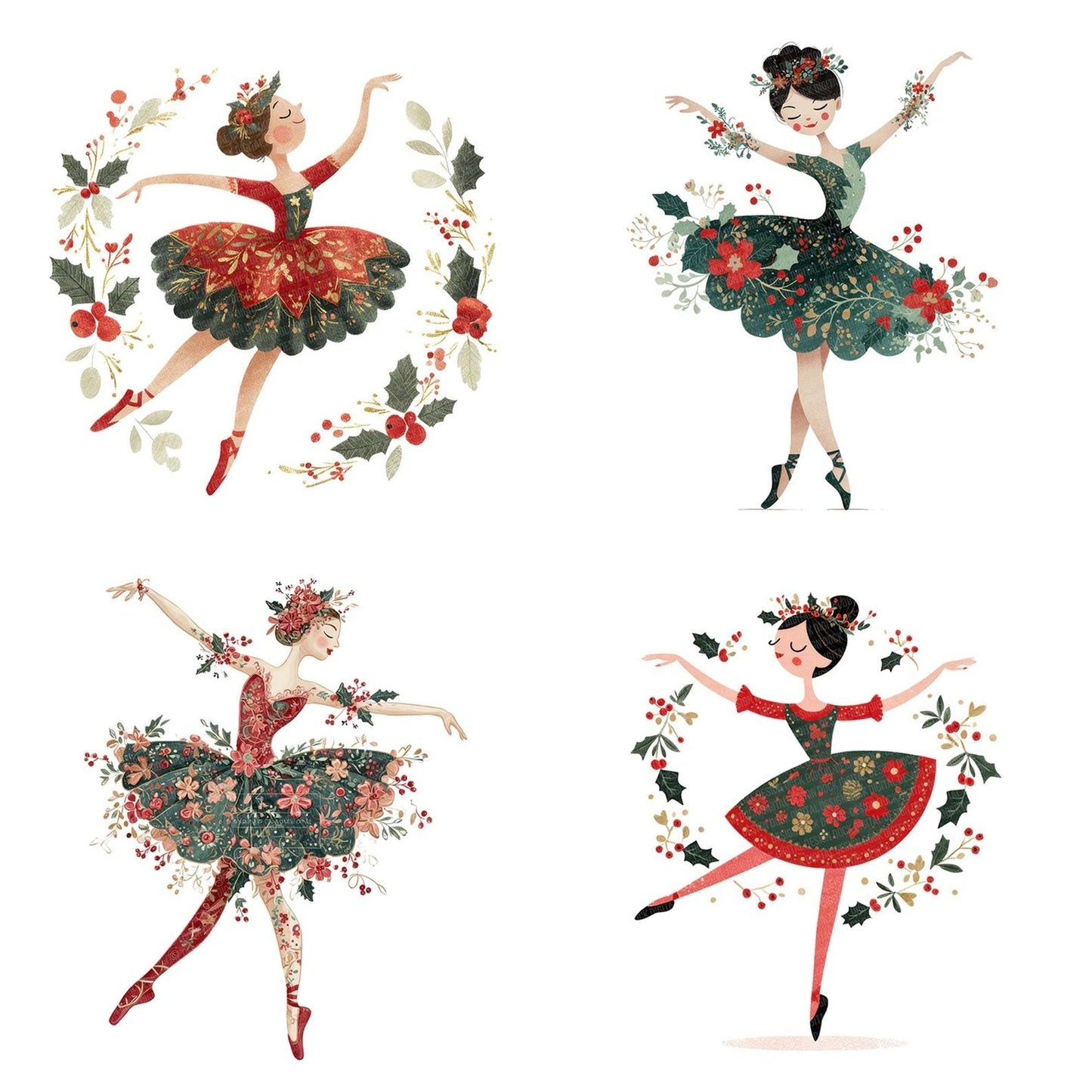 Folk Art Ballerina Garland Clipart Set (DDD005460)