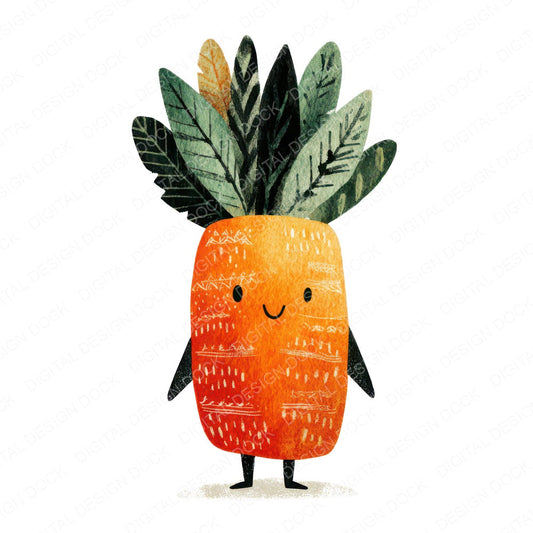 Folk Art Carrot Character Clipart Set (DDD008453)