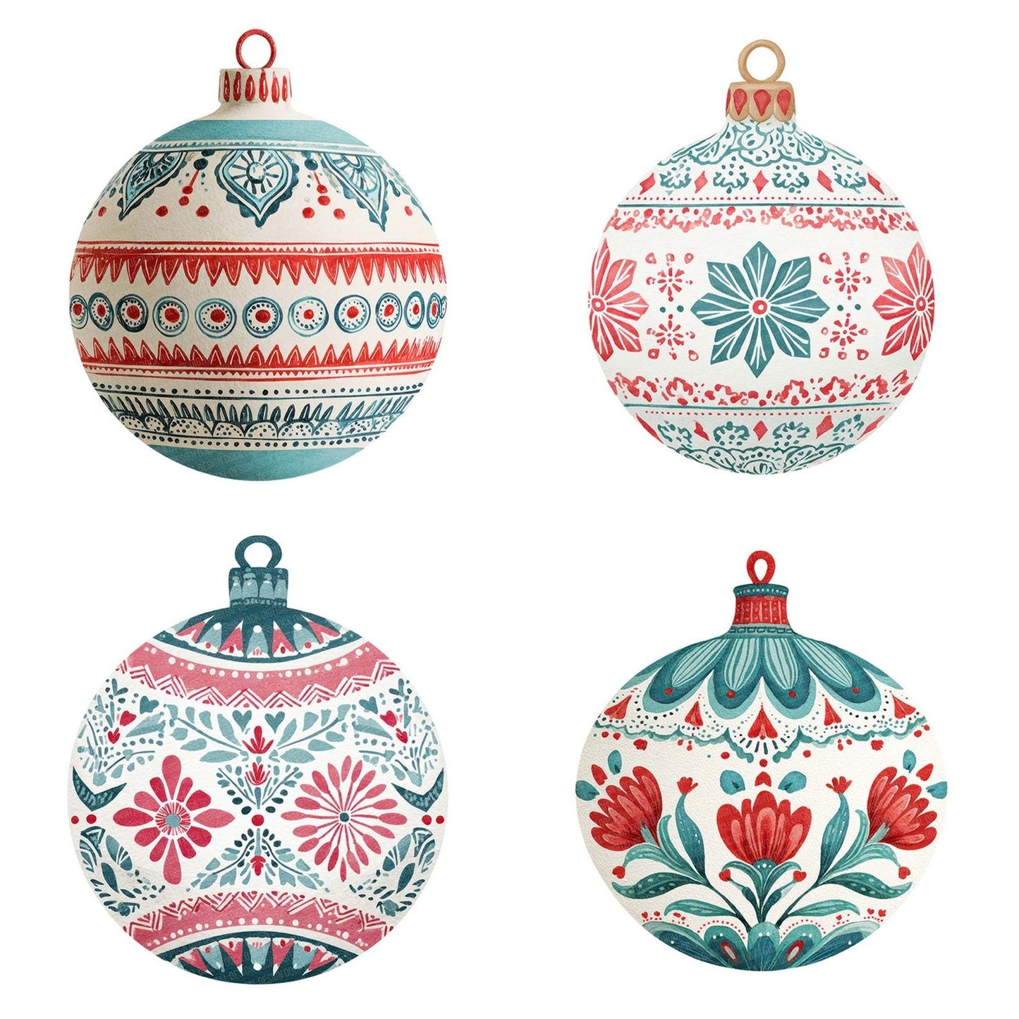 Folk Art Christmas Bauble Clipart Set (DDD005468)