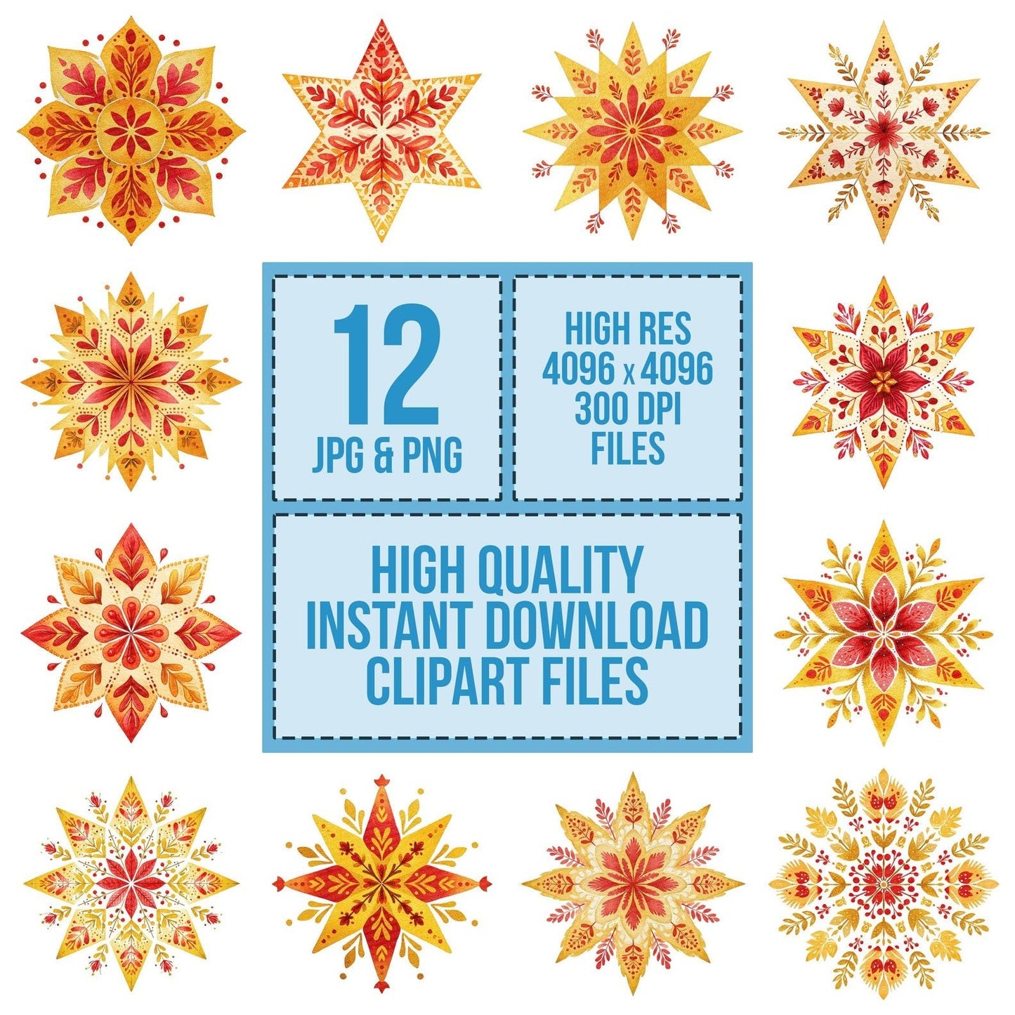 Folk Art Christmas Star Clipart Set (DDD005474)