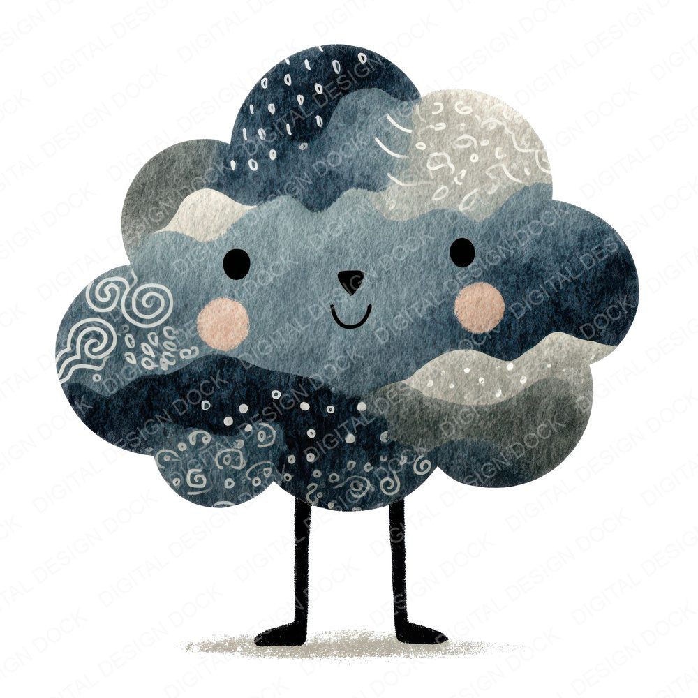 Folk Art Cloud Character Clipart Set (DDD008454)