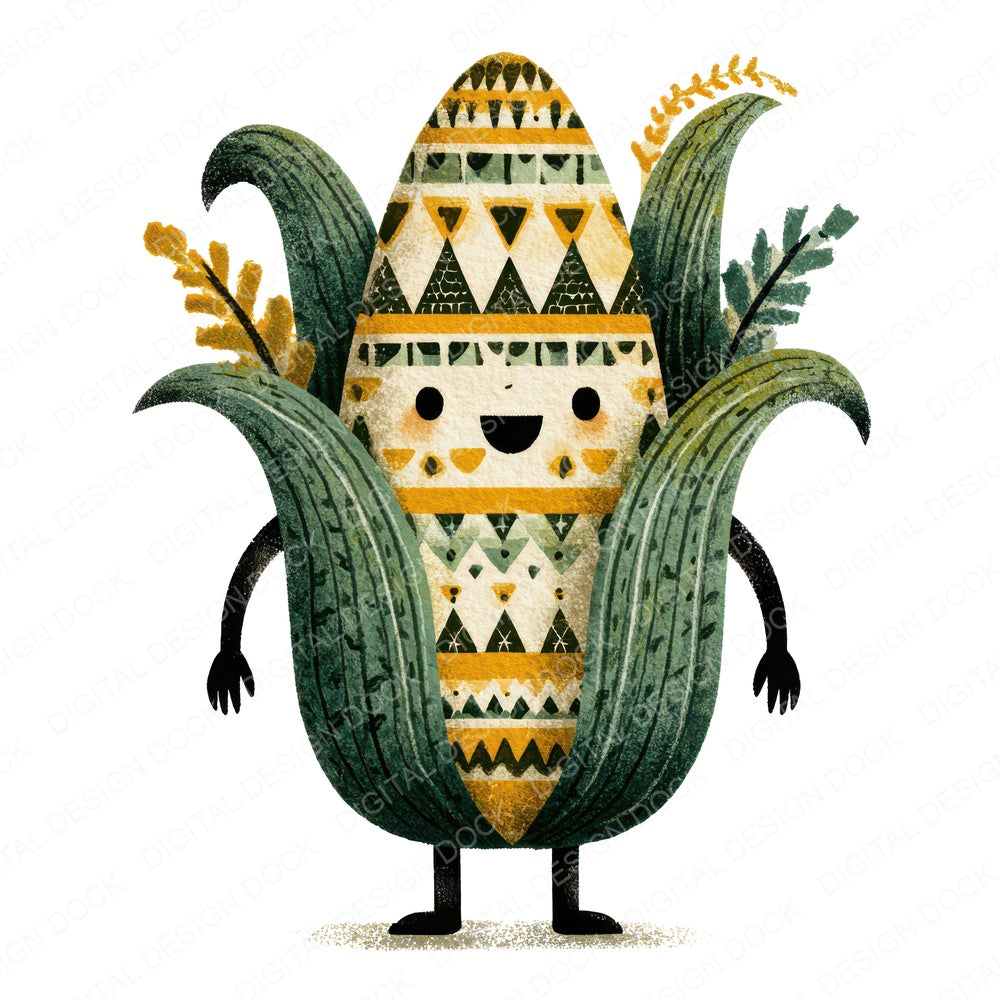 Folk Art Corn Character Clipart Set (DDD008455)