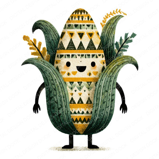 Folk Art Corn Character Clipart Set (DDD008455)