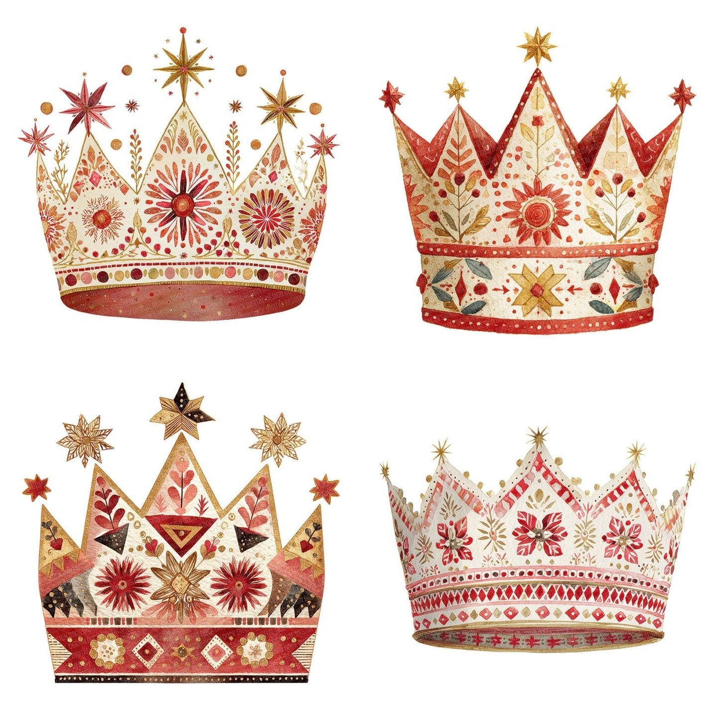 Folk Art Crown Clipart Set (DDD005478)