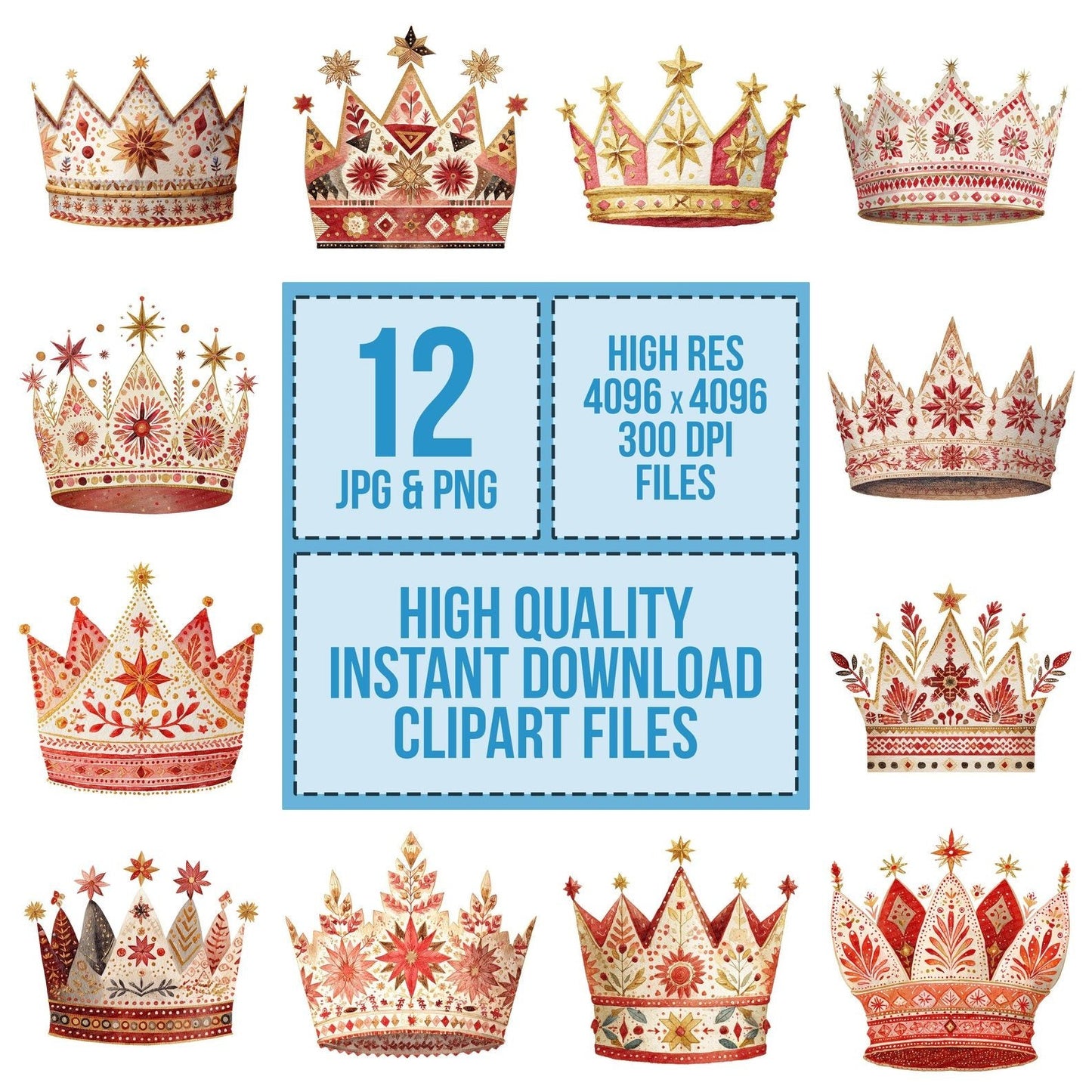Folk Art Crown Clipart Set (DDD005478)