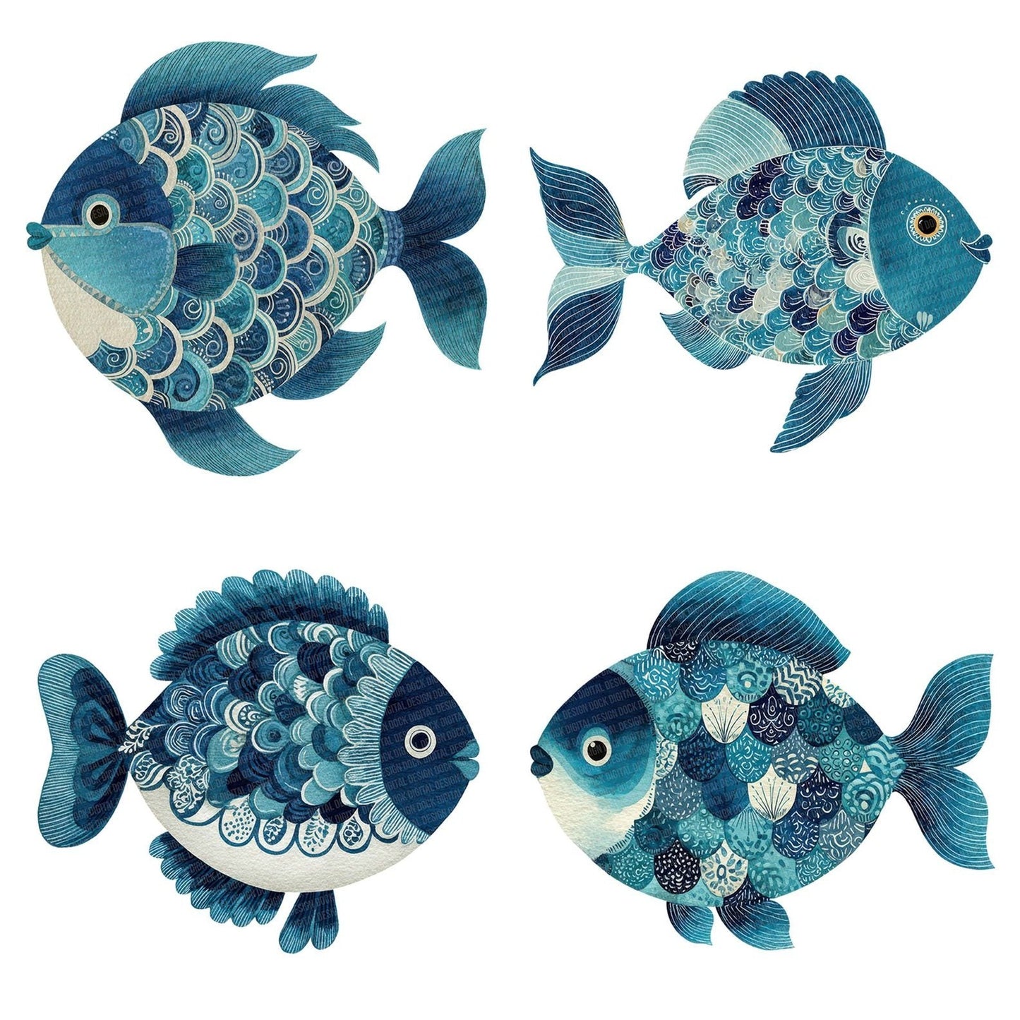 Folk Art Fish Clipart Set (DDD005483)