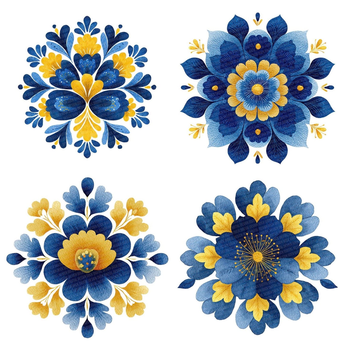 Folk Art Flower Clipart Set (DDD005489)