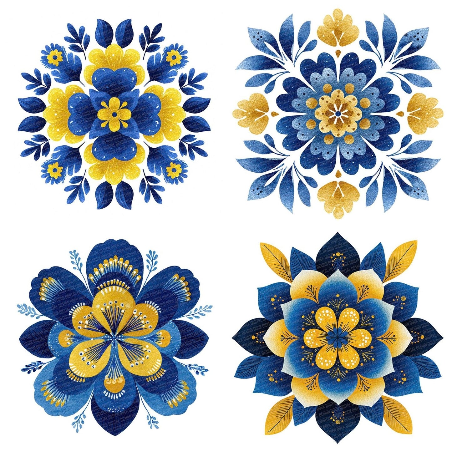 Folk Art Flower Clipart Set (DDD005489)