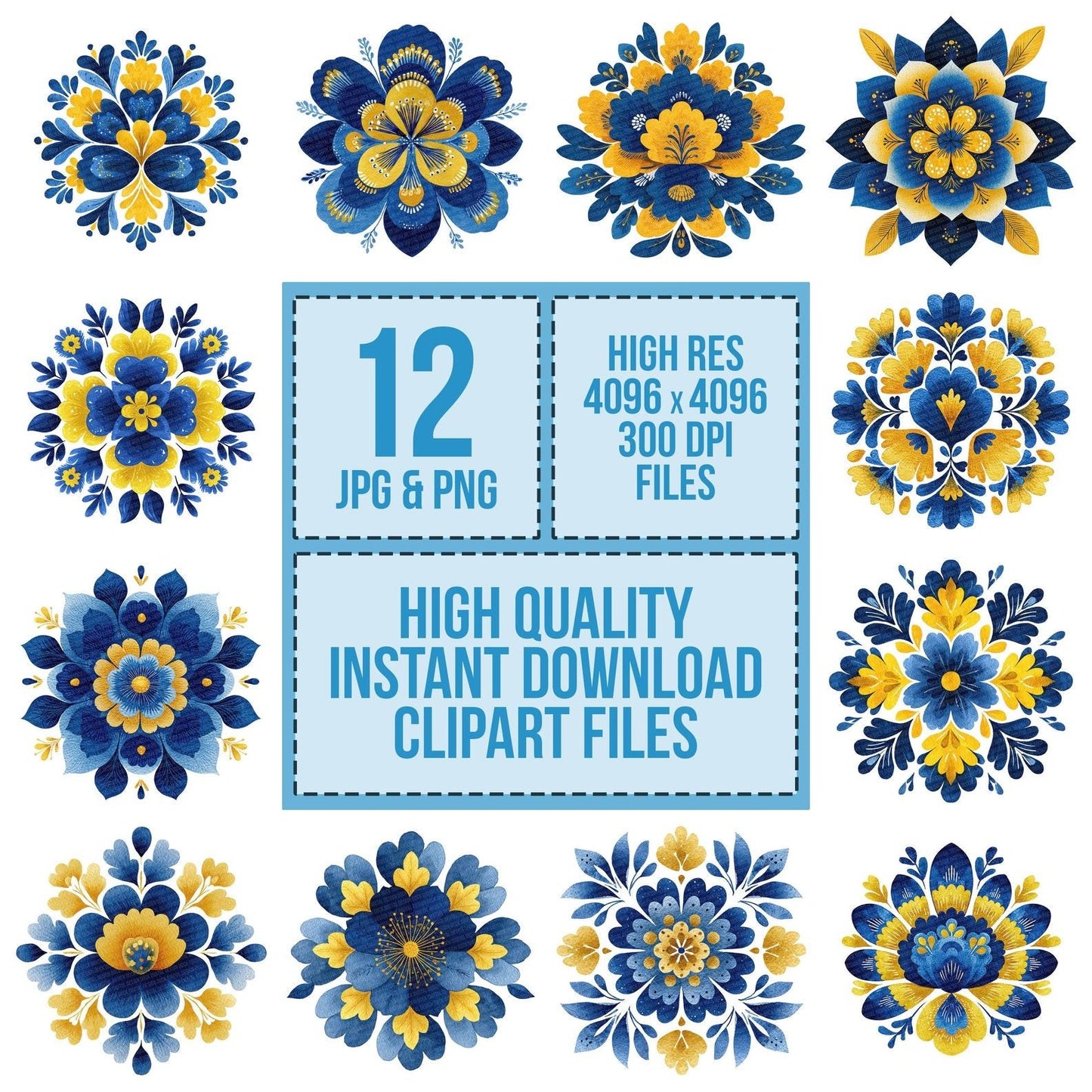 Folk Art Flower Clipart Set (DDD005489)