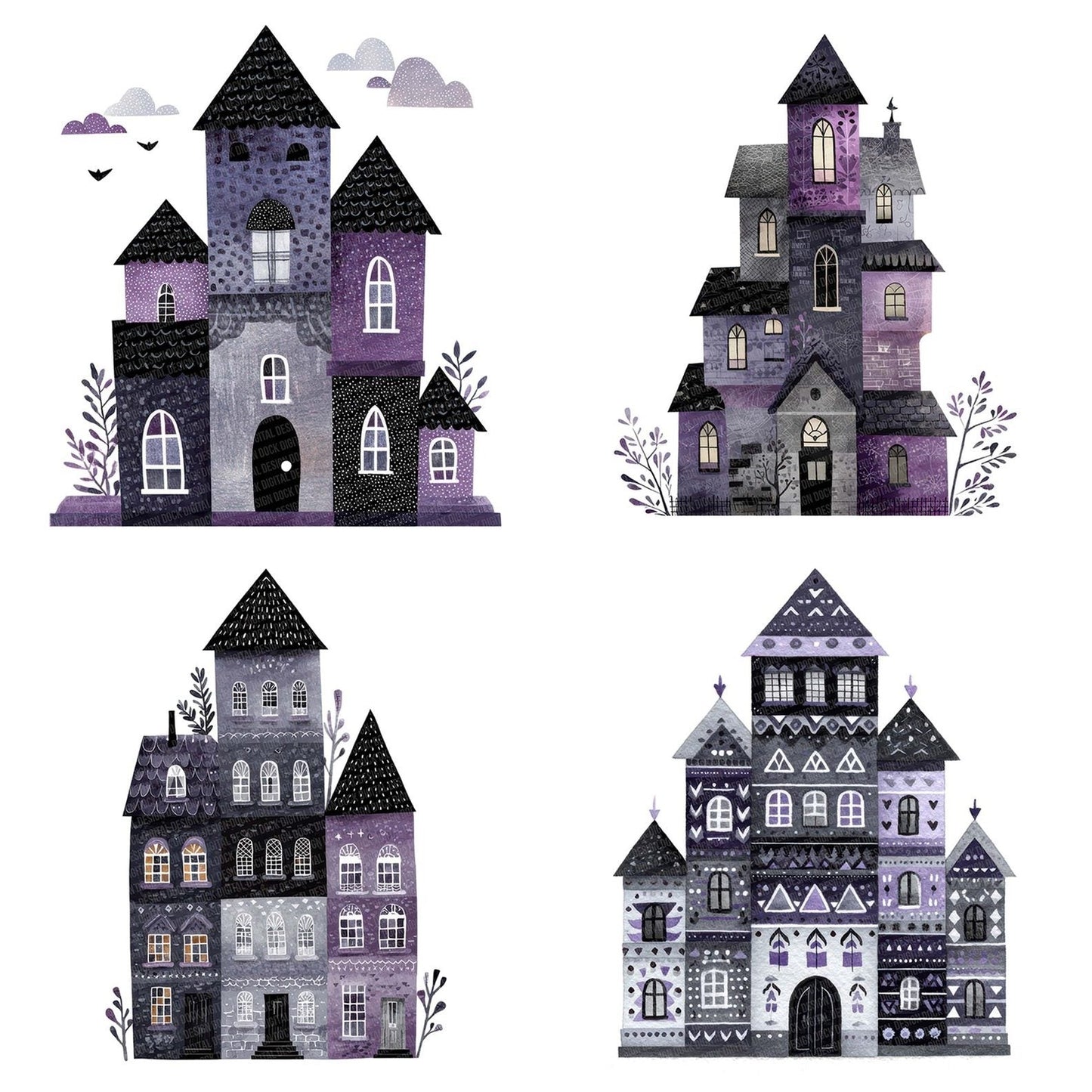 Folk Art Halloween House Clipart Set (DDD005496)