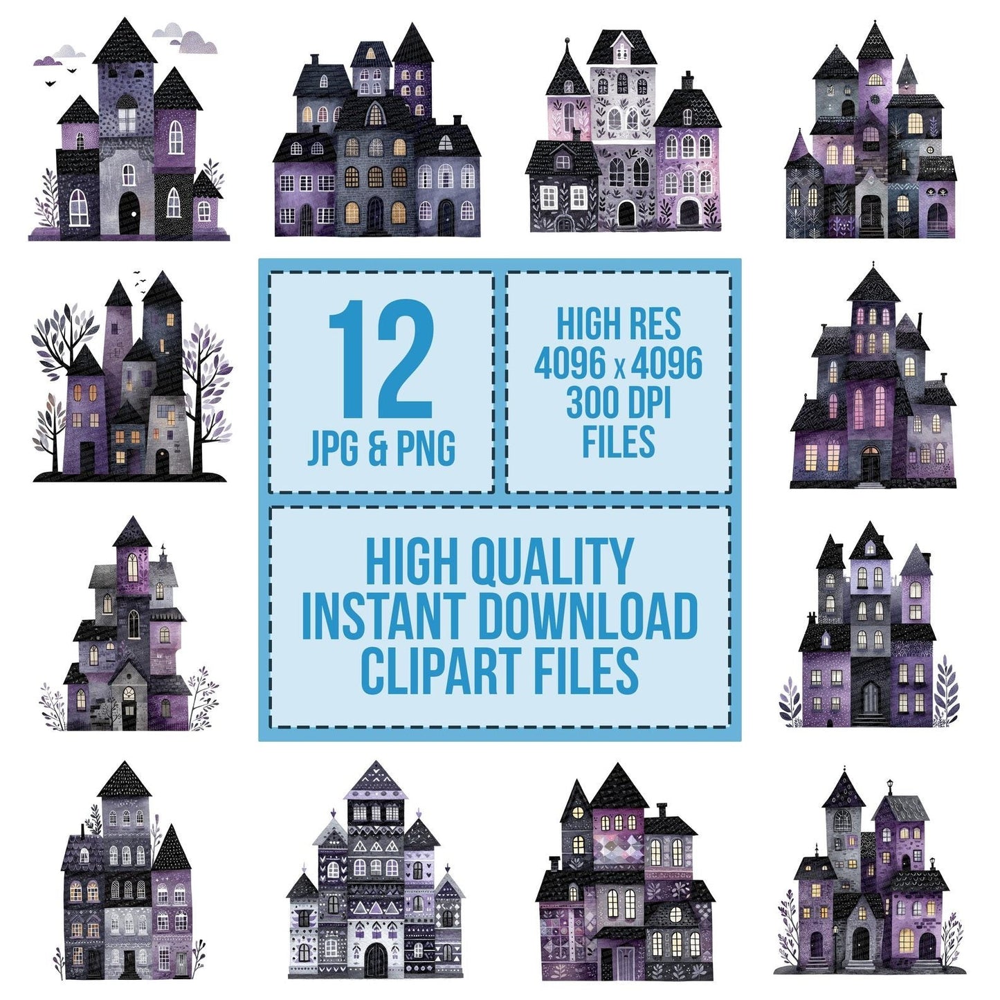Folk Art Halloween House Clipart Set (DDD005496)