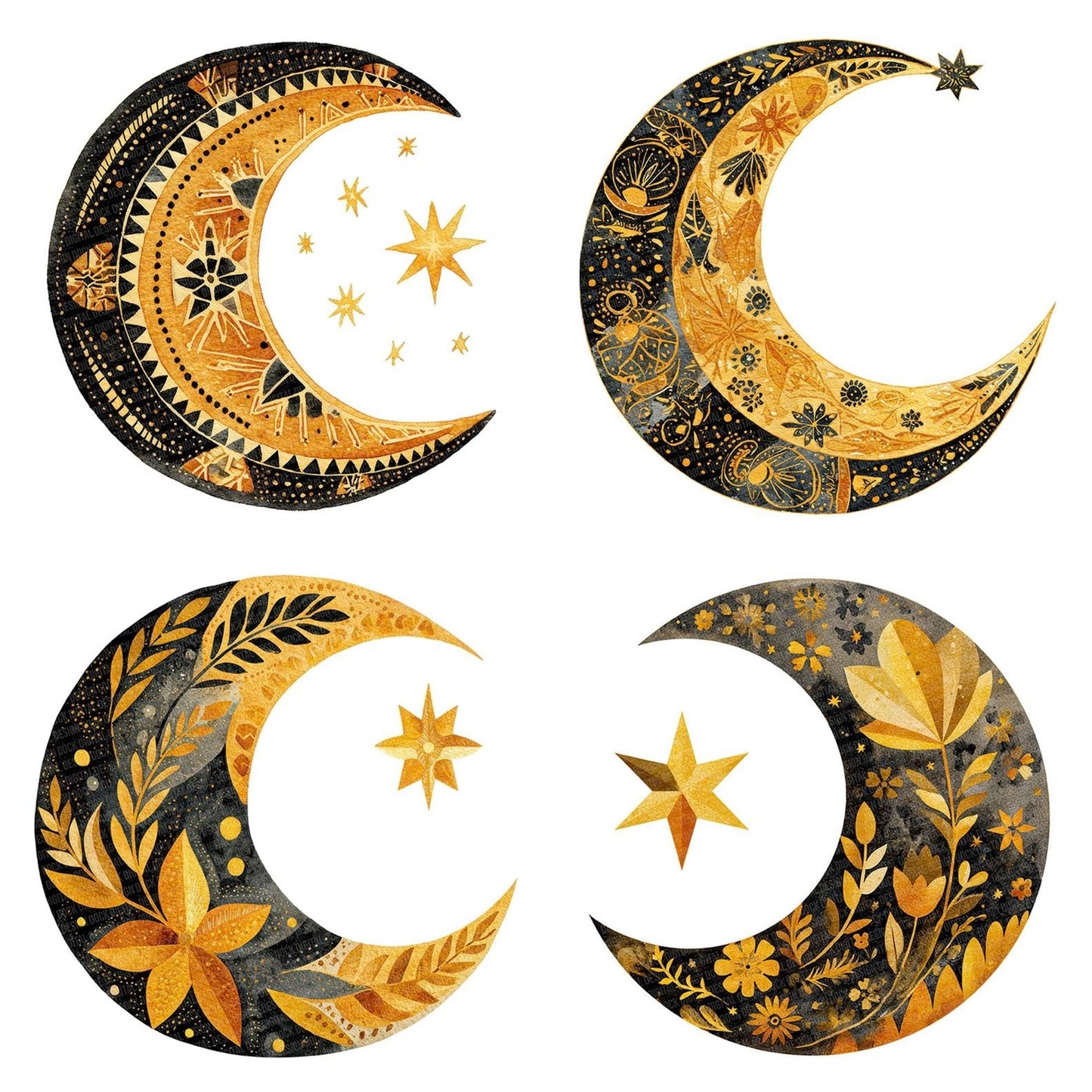 Folk Art Halloween Moon Clipart Set (DDD005497)