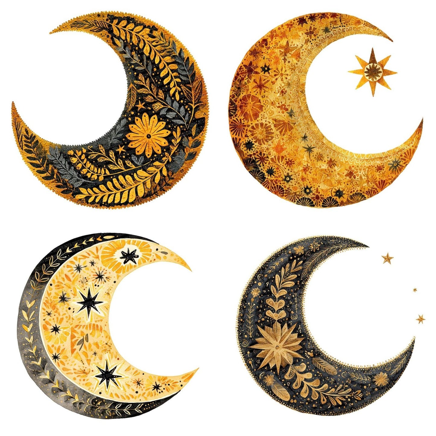Folk Art Halloween Moon Clipart Set (DDD005497)
