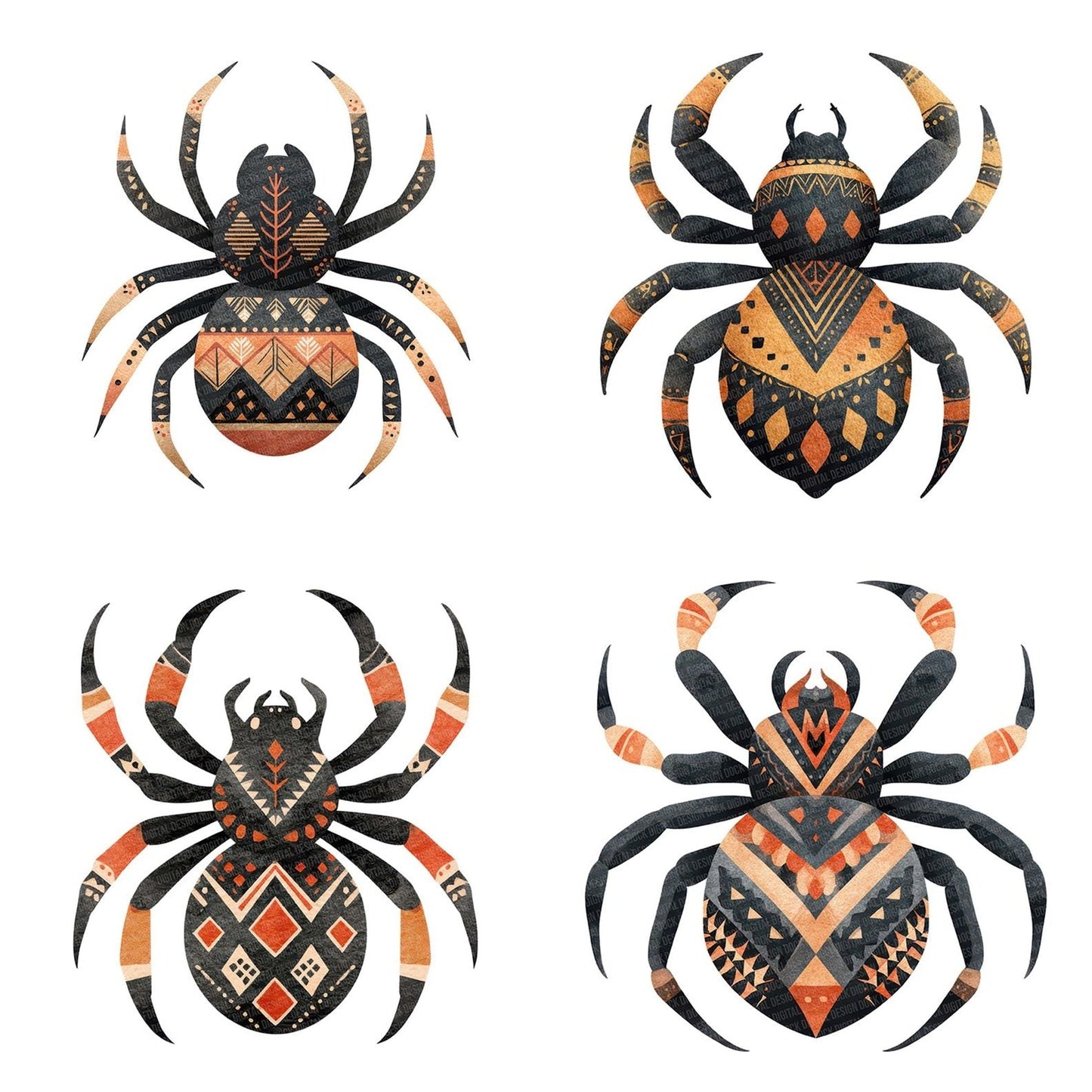 Folk Art Halloween Spider Clipart Set (DDD005500)