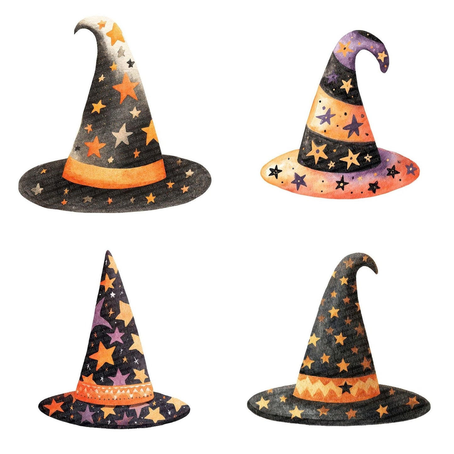 Folk Art Halloween Witch Hat Clipart Set (DDD005501)
