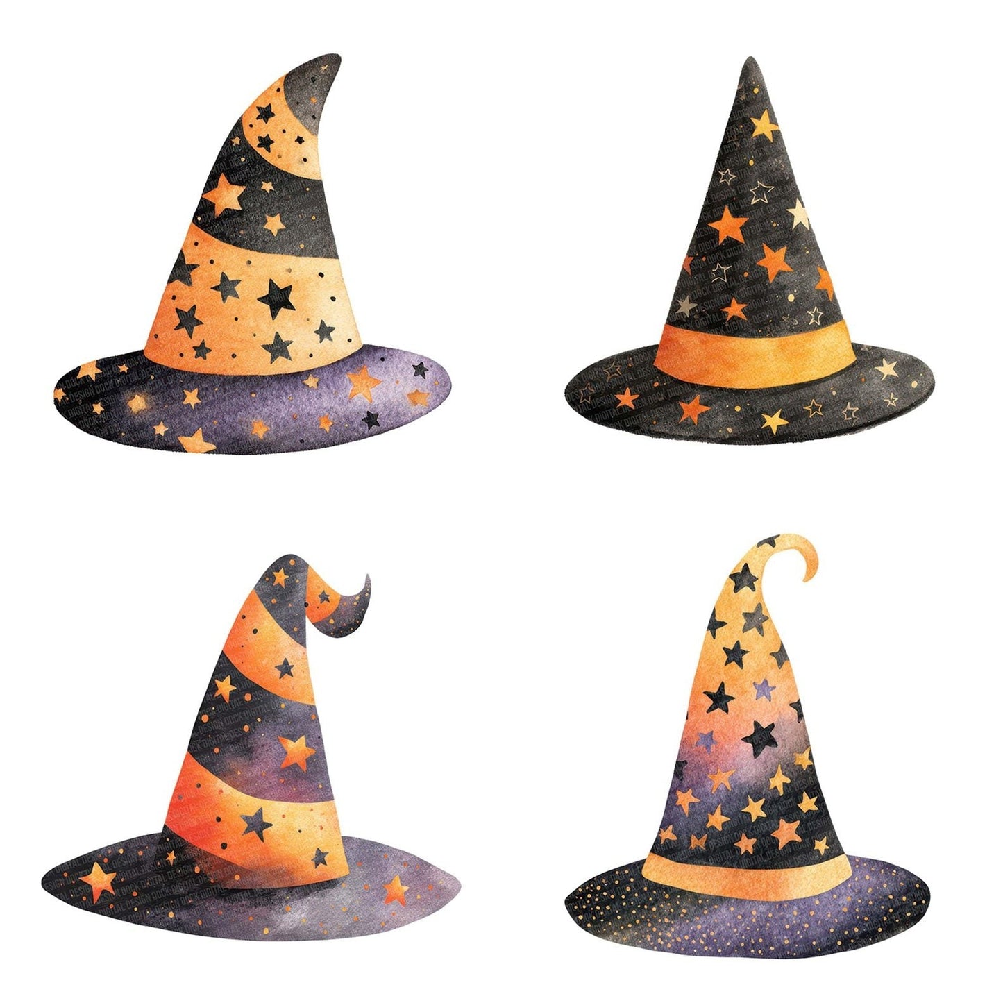 Folk Art Halloween Witch Hat Clipart Set (DDD005501)