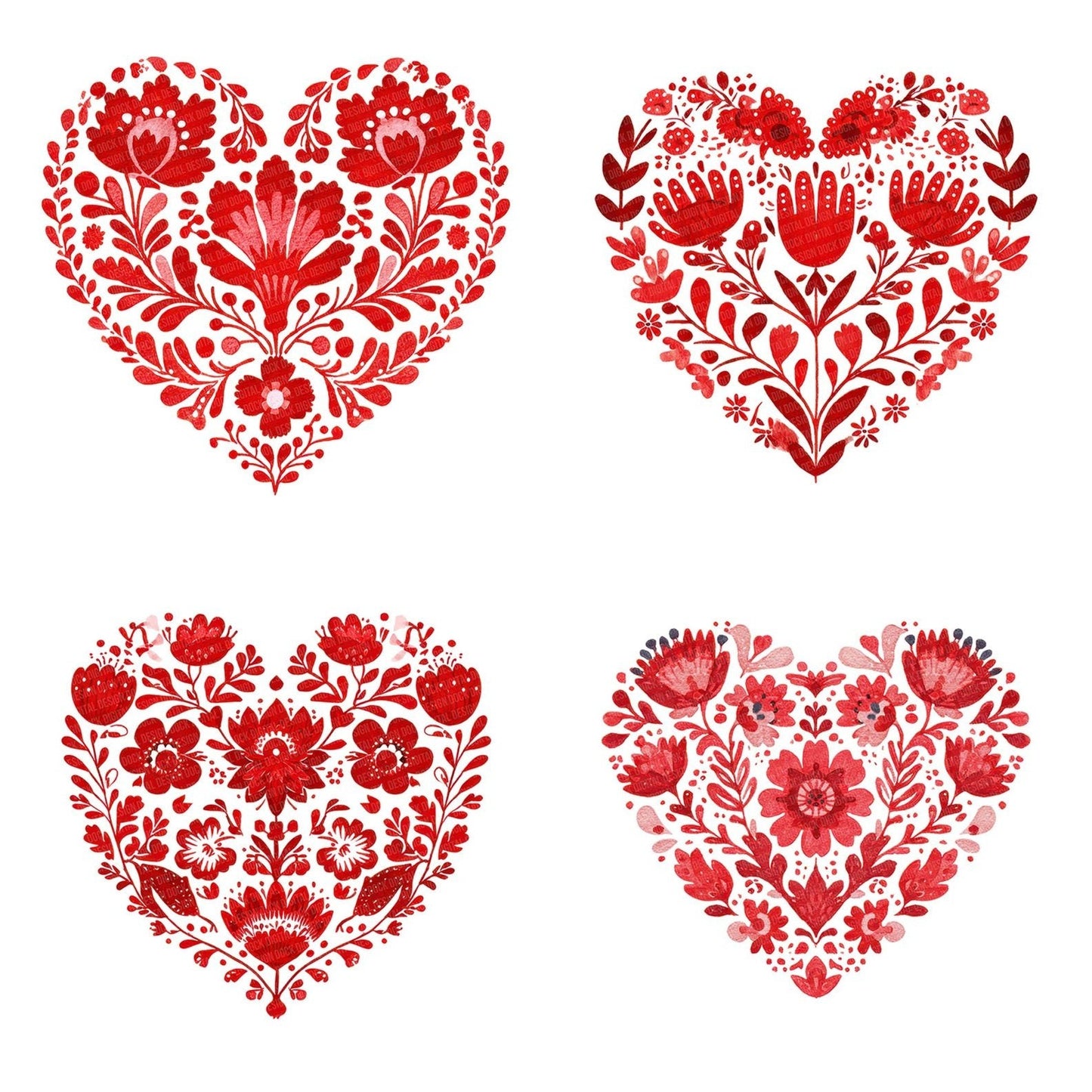 Folk Art Heart Clipart Set (DDD005503)