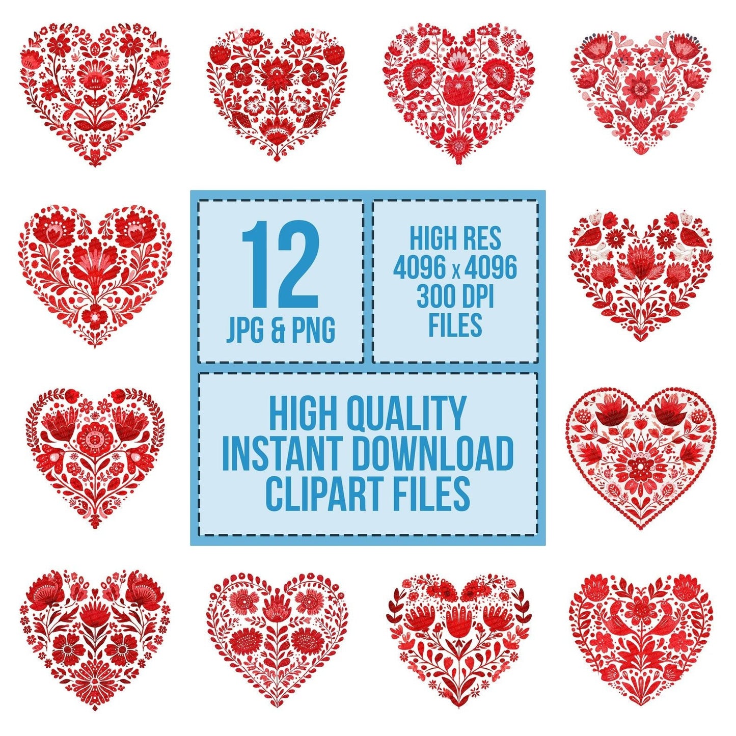 Folk Art Heart Clipart Set (DDD005503)