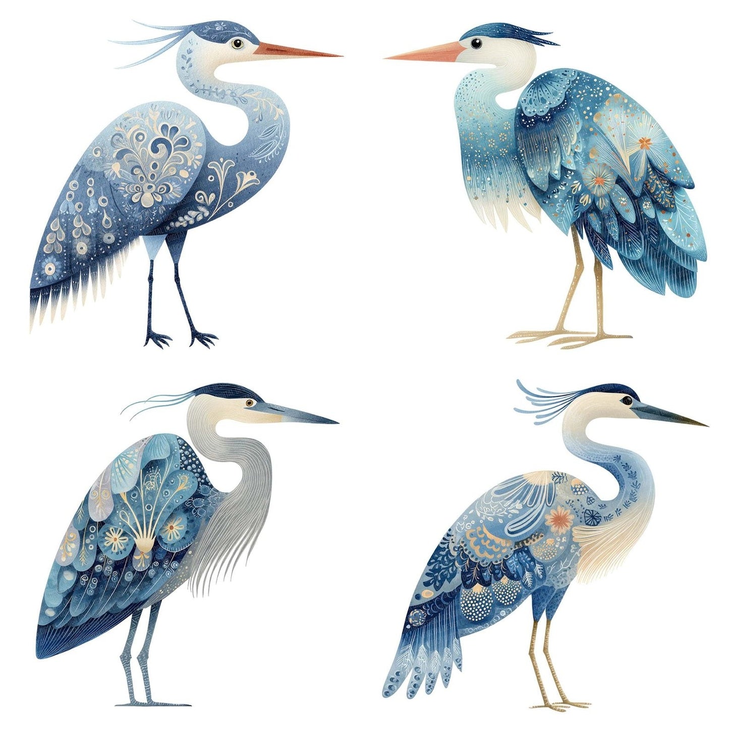 Folk Art Heron Clipart Set (DDD005505)
