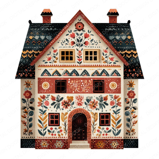 Folk Art House Clipart Set (DDD008457)