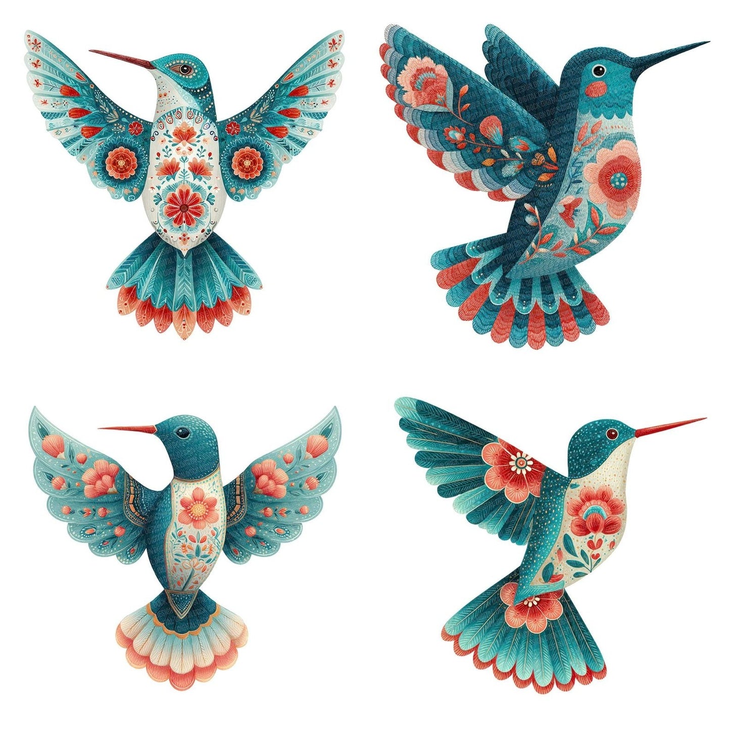 Folk Art Hummingbird Clipart Set (DDD005509)