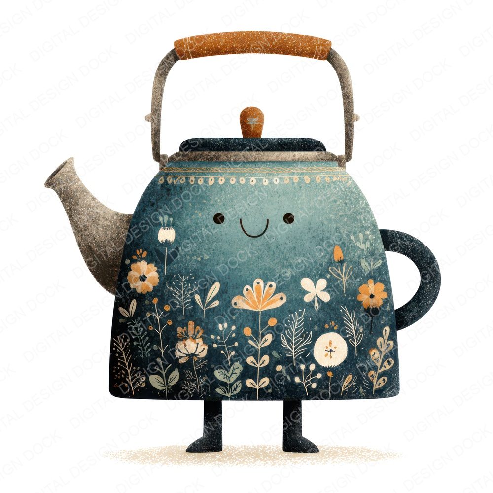 Folk Art Kettle Character Clipart Set (DDD008458)