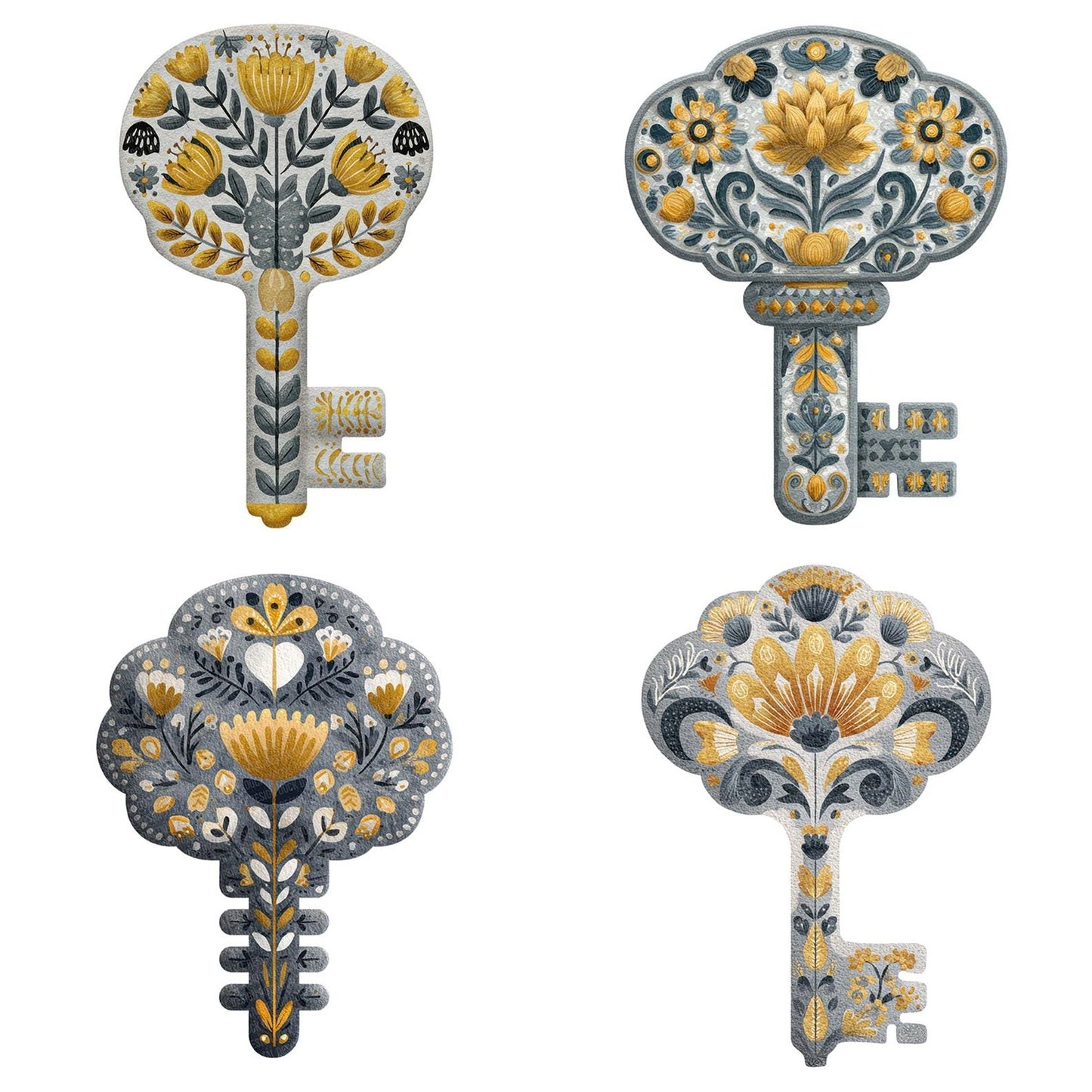 Folk Art Key Clipart Set (DDD005510)