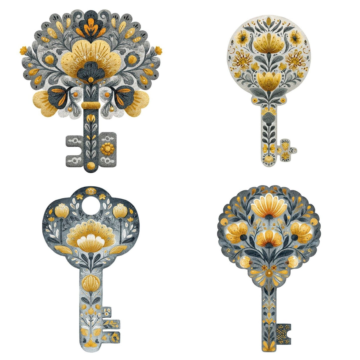 Folk Art Key Clipart Set (DDD005510)