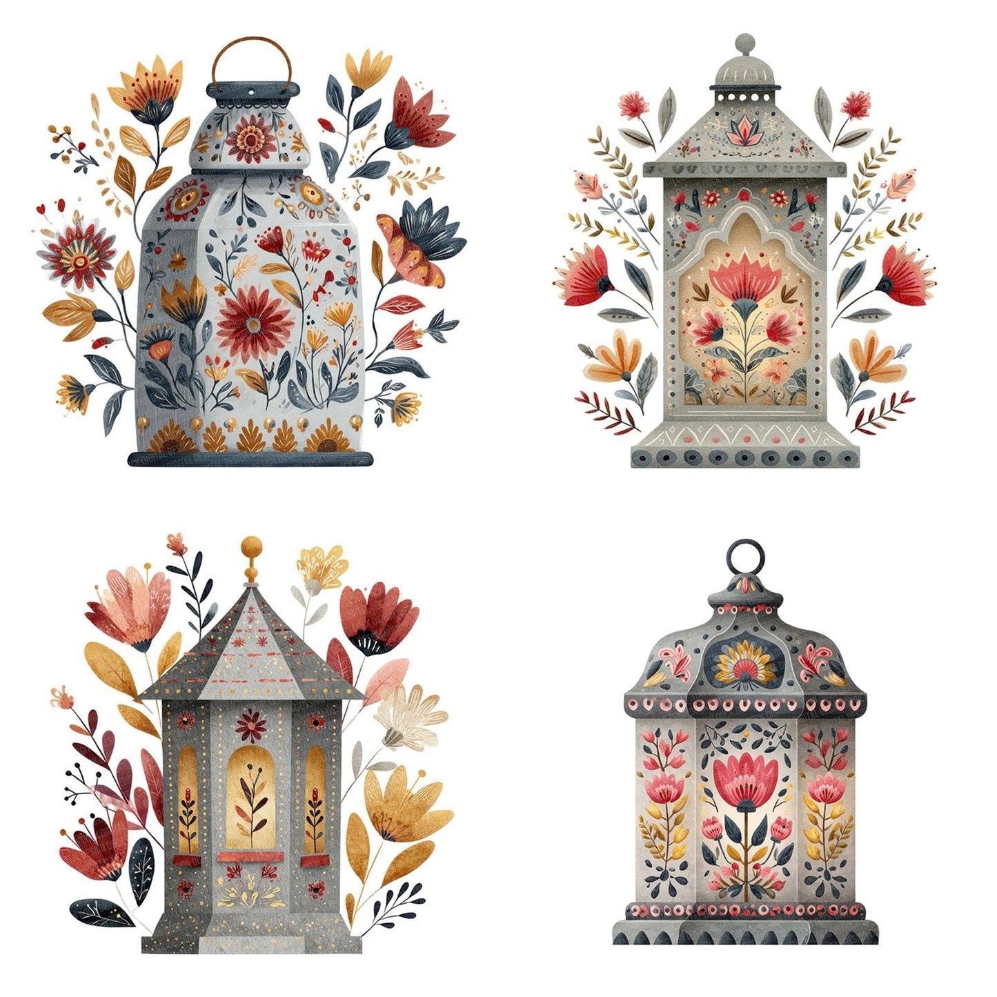 Folk Art Lantern Clipart Set (DDD005512)