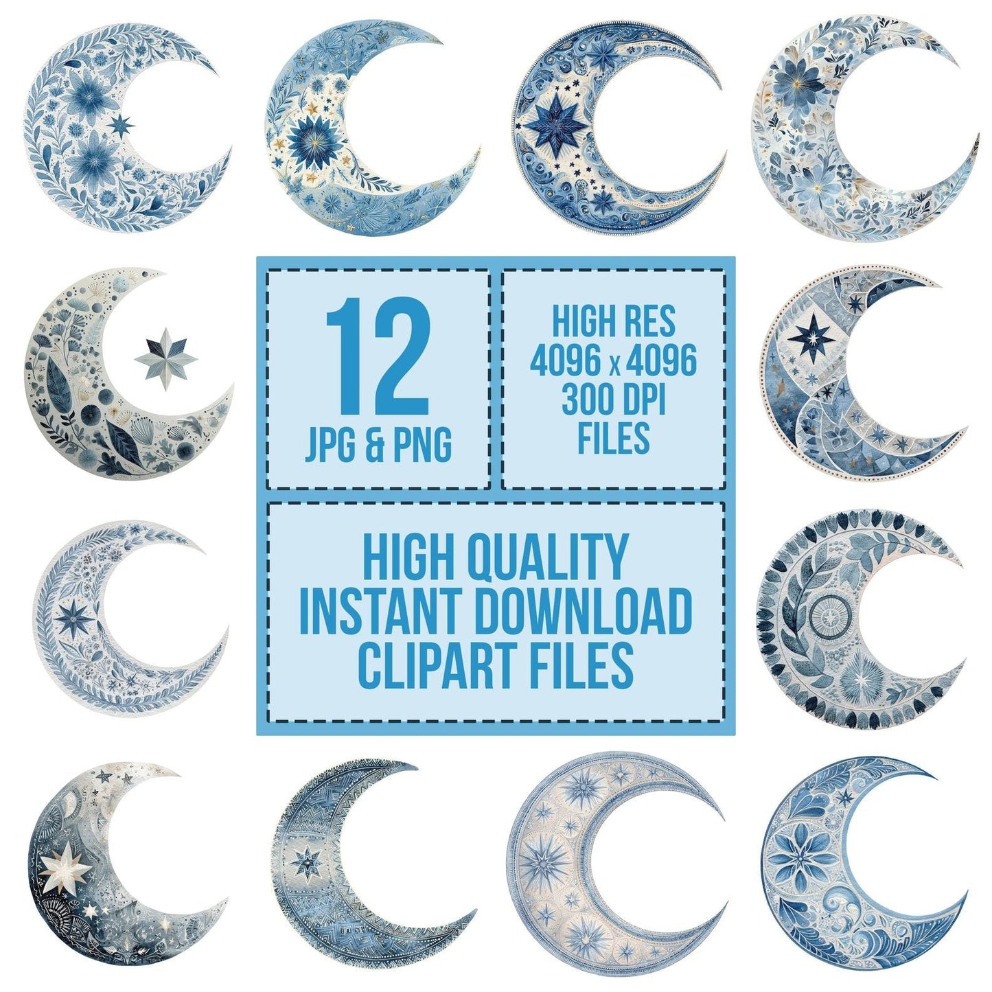 Folk Art Moon Clipart Set (DDD005516)