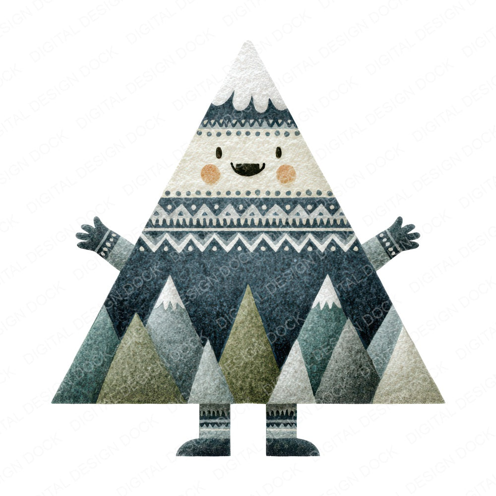 Folk Art Mountain Character Clipart Set (DDD008460)