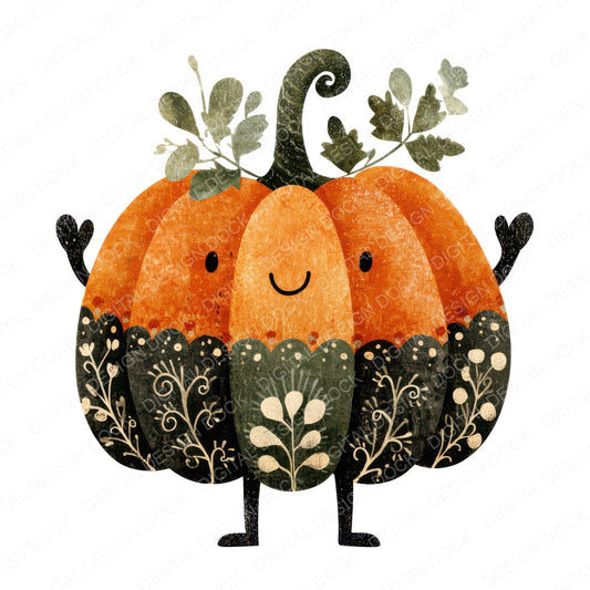 Folk Art Pumpkin Character Clipart Set (DDD008462)