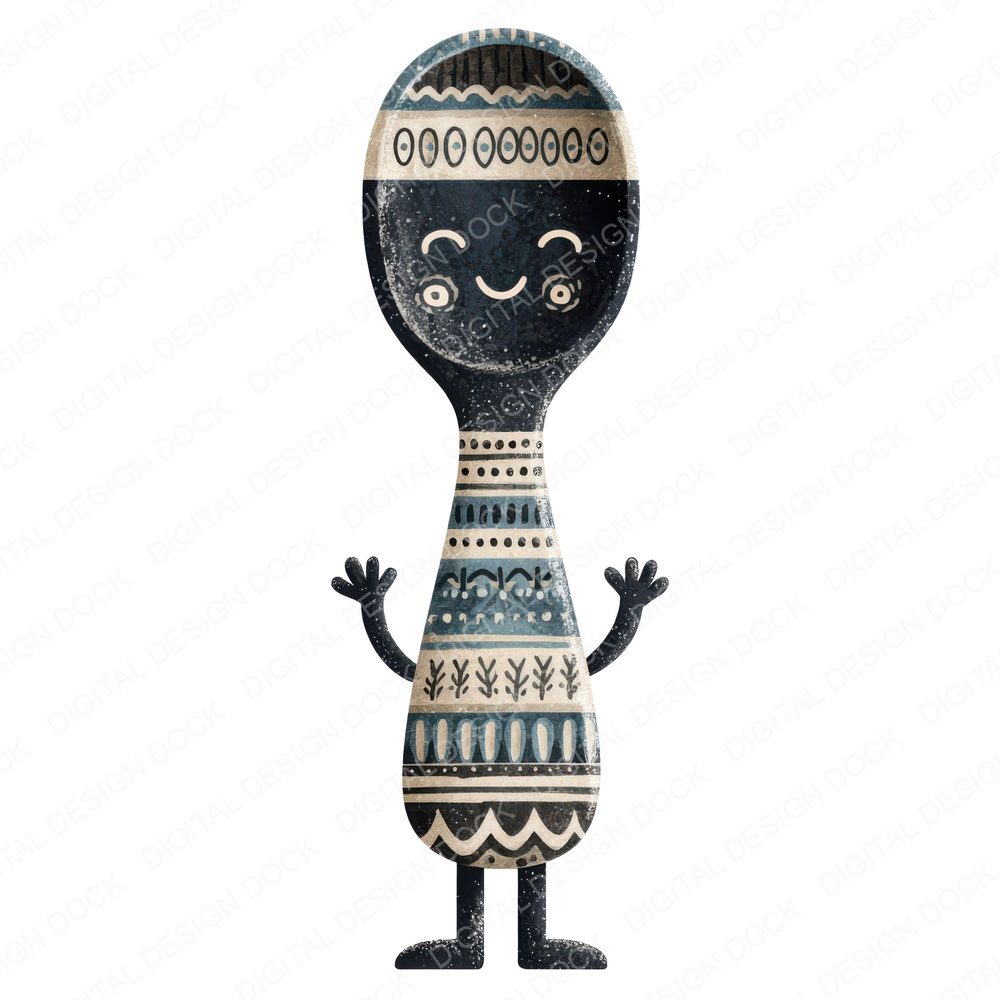 Folk Art Spoon Character Clipart Set (DDD008463)