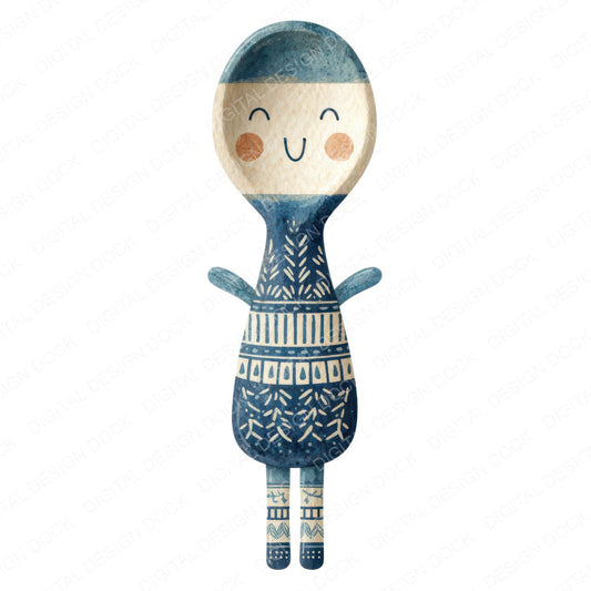 Folk Art Spoon Character Clipart Set (DDD008463)