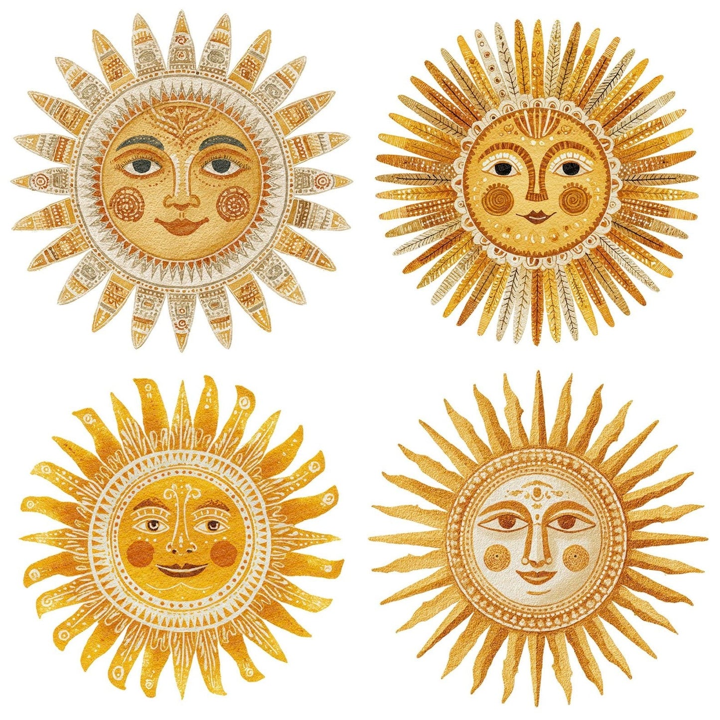 Folk Art Sun Clipart Set (DDD005529)