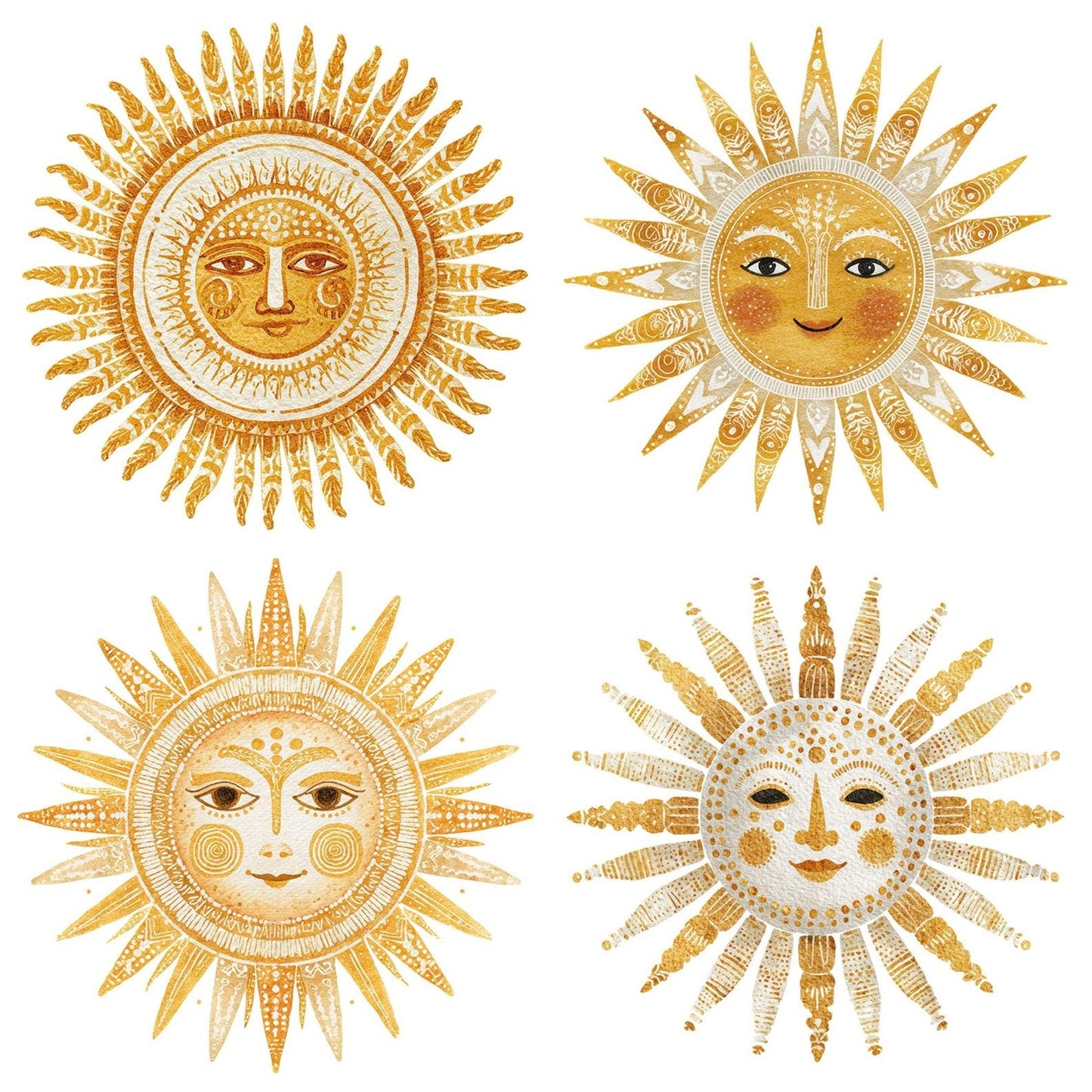 Folk Art Sun Clipart Set (DDD005529)