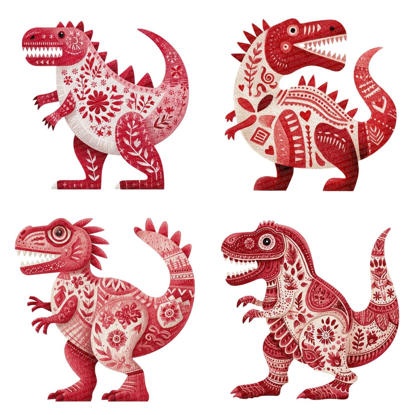 Folk Art T Rex Clipart Set (DDD005532)
