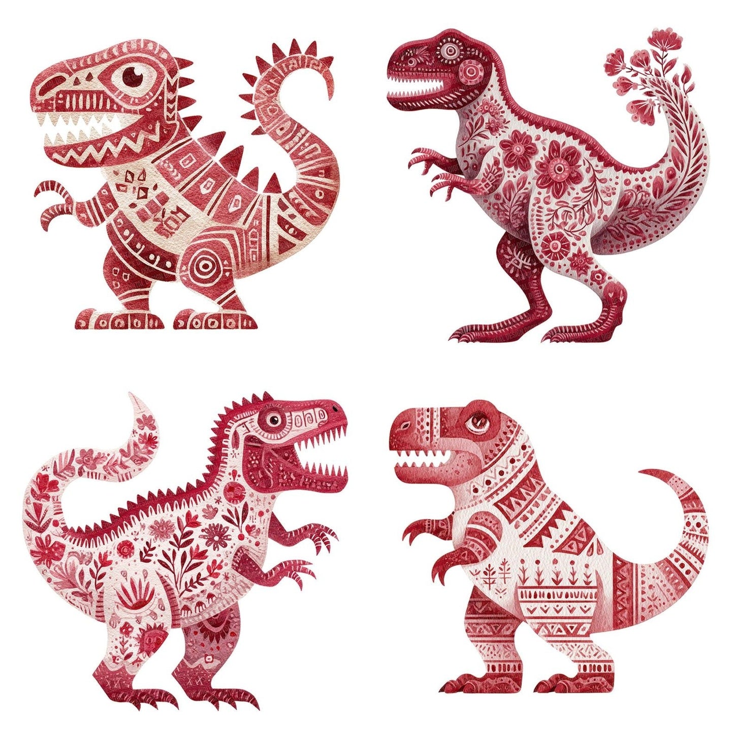 Folk Art T Rex Clipart Set (DDD005532)