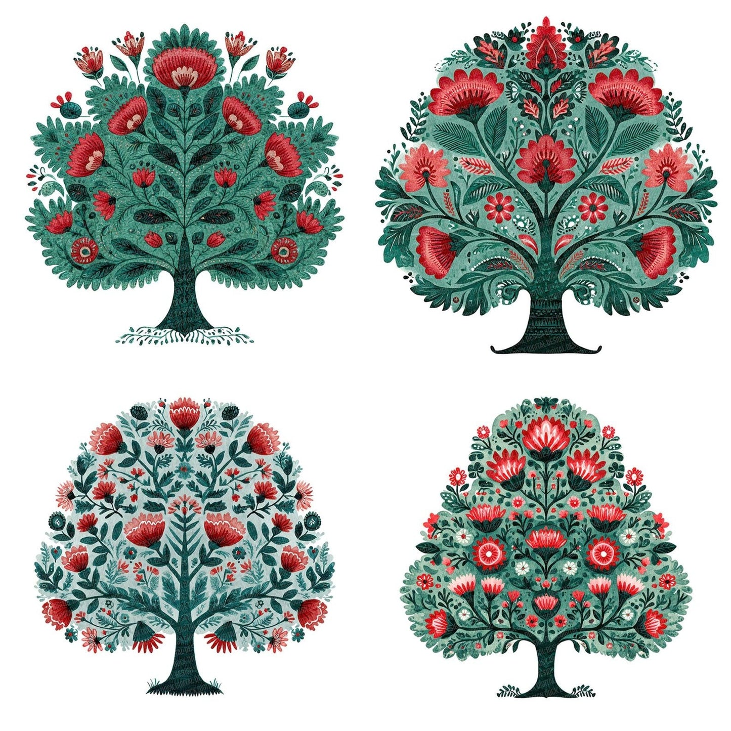 Folk Art Tree Clipart Set (DDD005533)