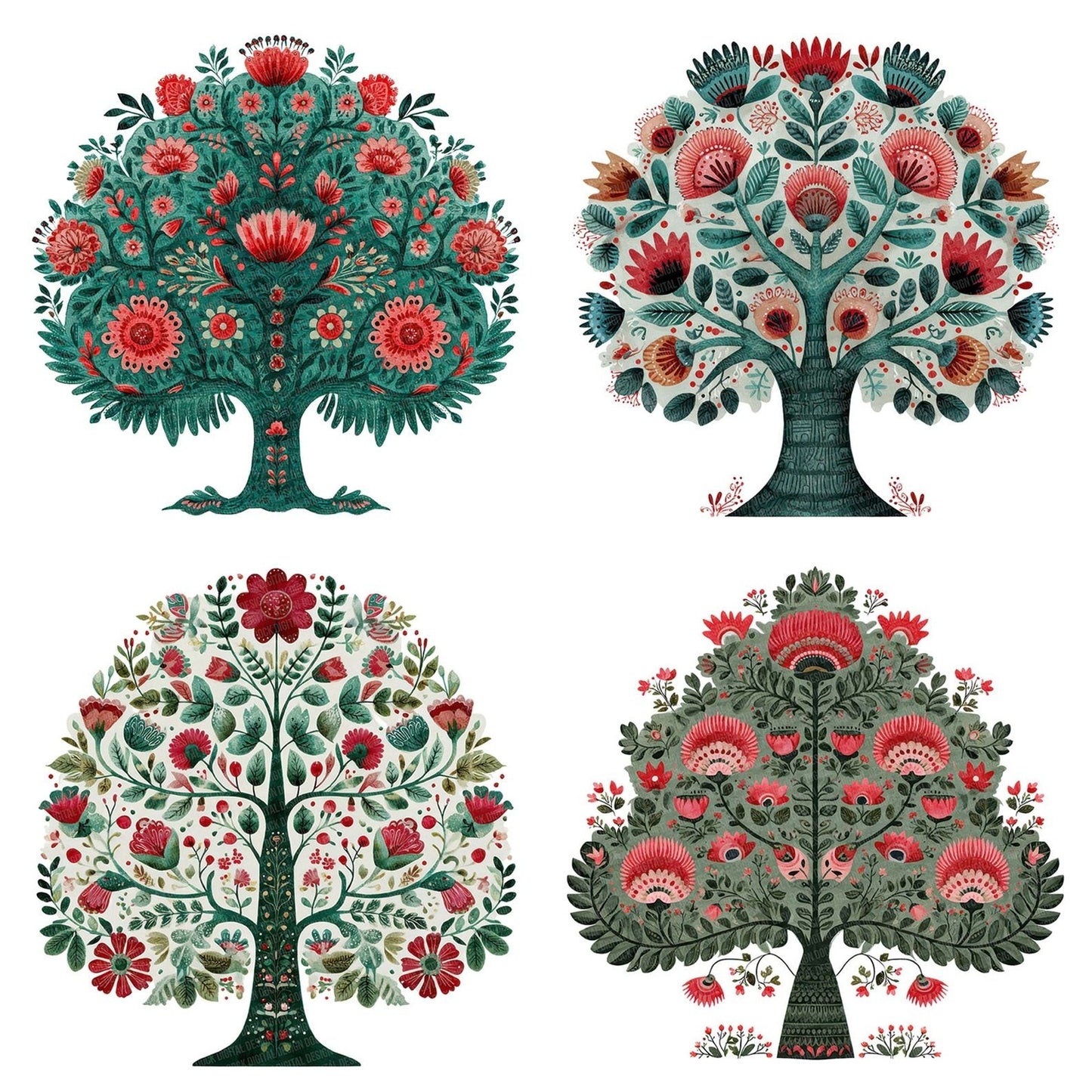 Folk Art Tree Clipart Set (DDD005533)