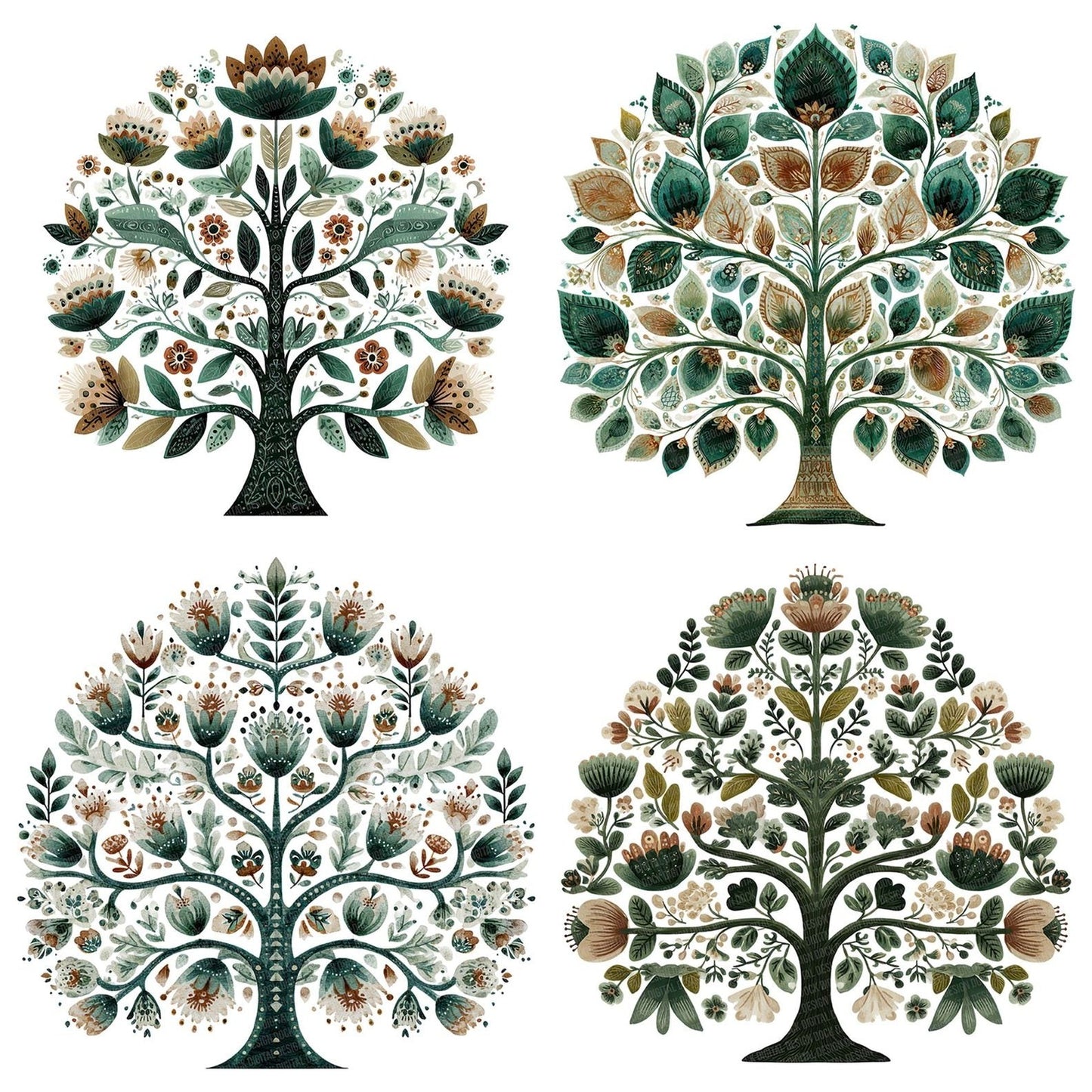 Folk Art Tree of Life Clipart Set (DDD005534)