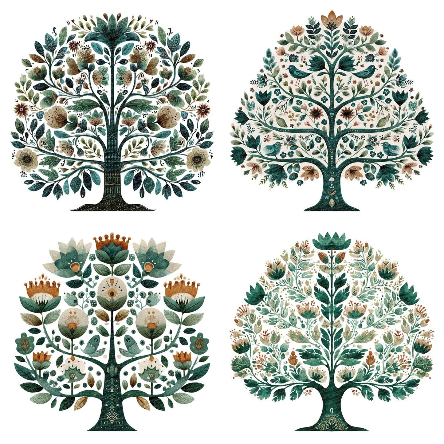 Folk Art Tree of Life Clipart Set (DDD005534)