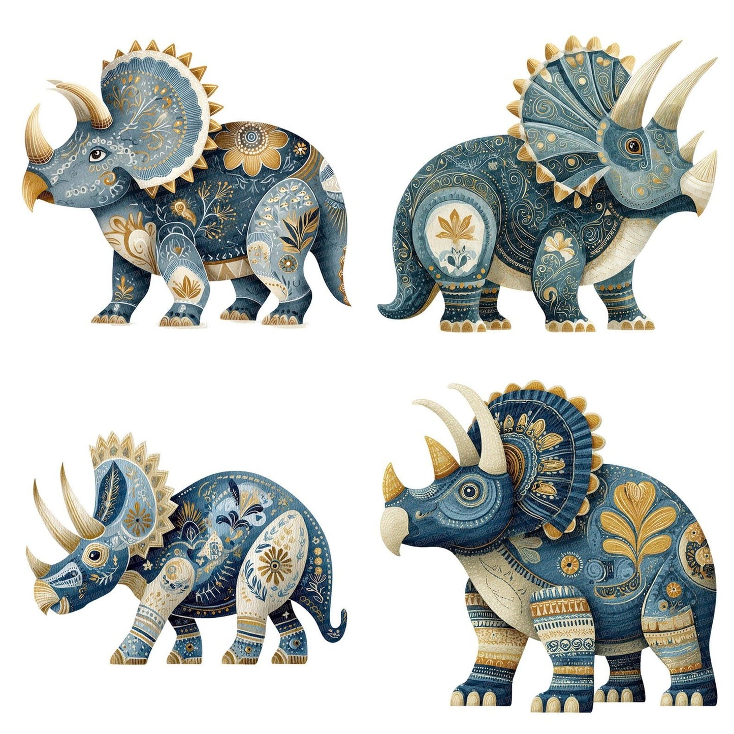 Folk Art Triceratops Clipart Set (DDD005535)
