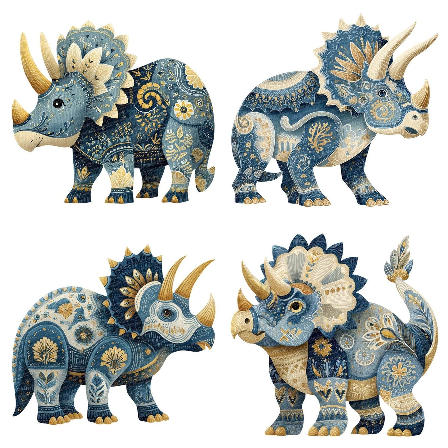 Folk Art Triceratops Clipart Set (DDD005535)